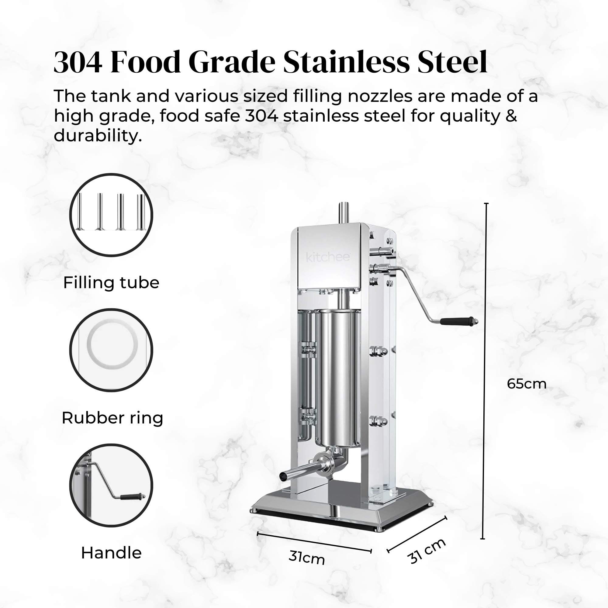 5L Manual Vertical Sausage Filler - Stainless Stuffer Meat Press Machine 3