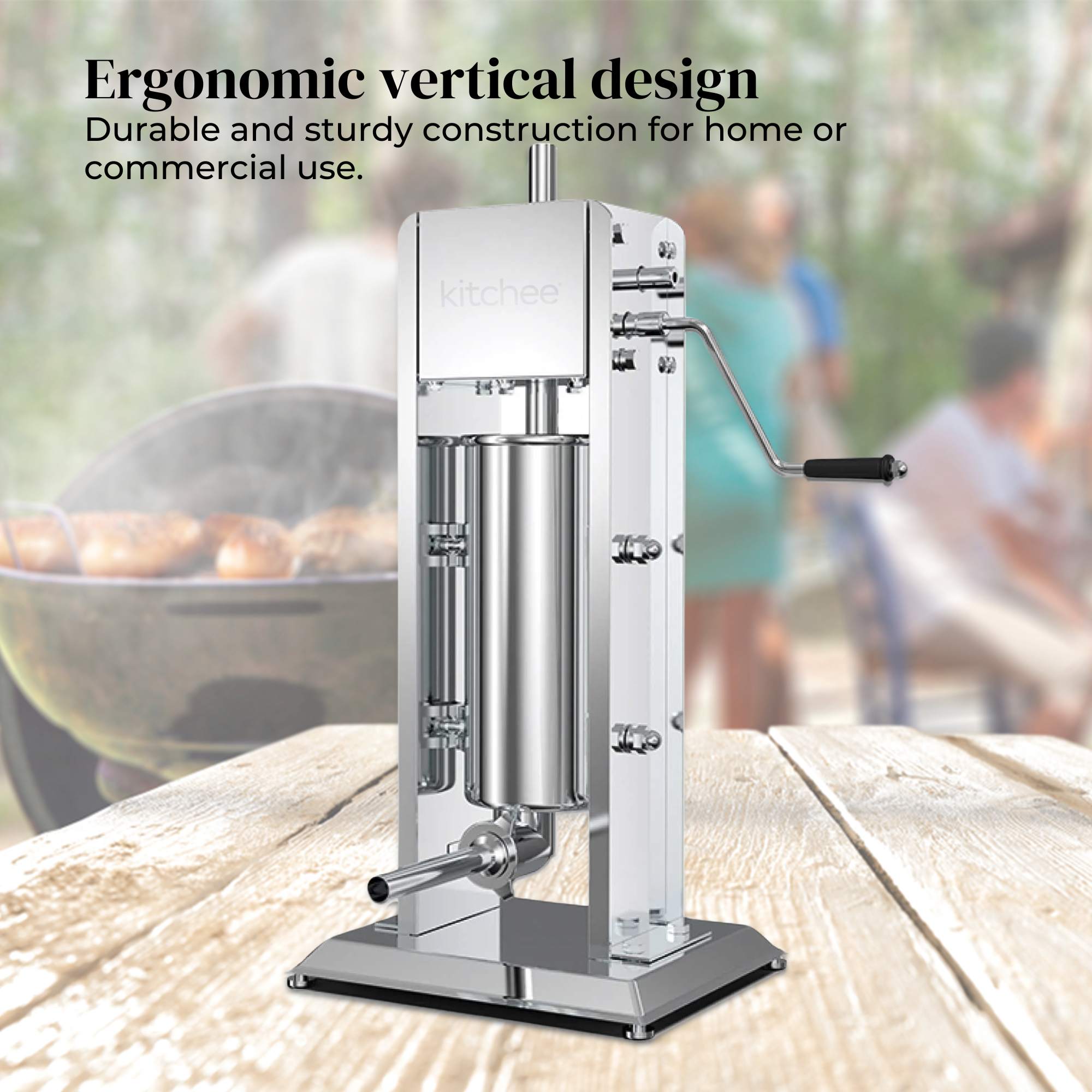 5L Manual Vertical Sausage Filler - Stainless Stuffer Meat Press Machine 5