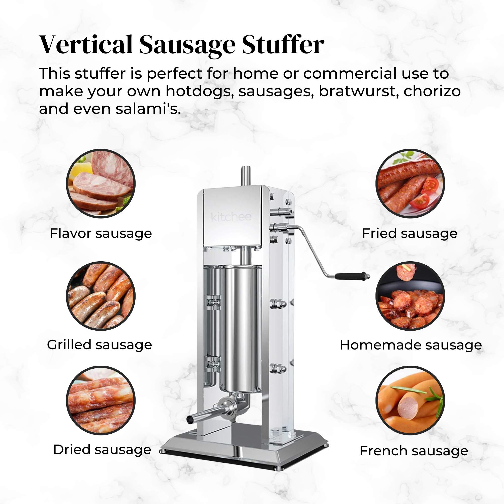 5L Manual Vertical Sausage Filler - Stainless Stuffer Meat Press Machine 6