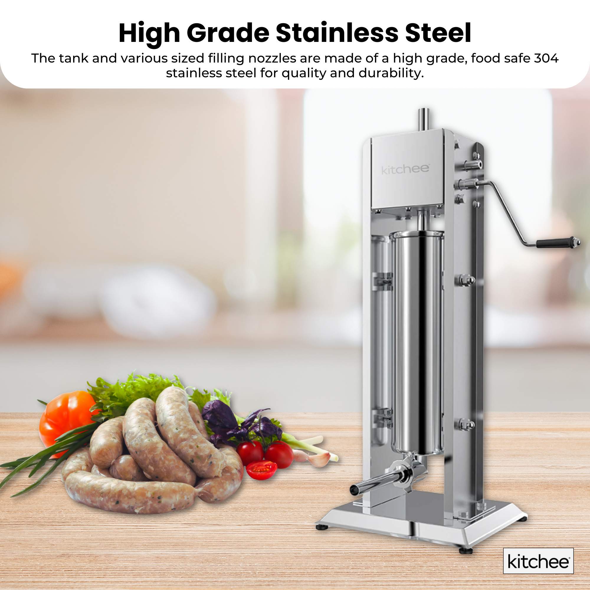7L Manual Vertical Sausage Filler - Stainless Stuffer Meat Press Machine 5