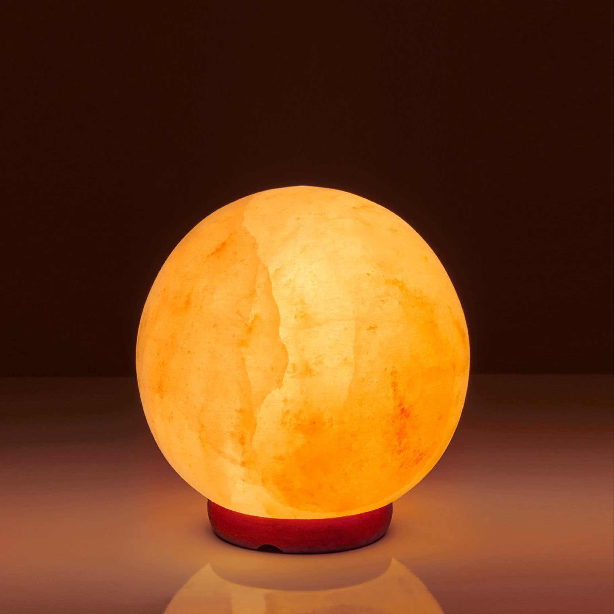 12V 12W 6.5" Ball Himalayan Pink Salt Lamp Carved Rock Crystal Light Bulb On/Off 5