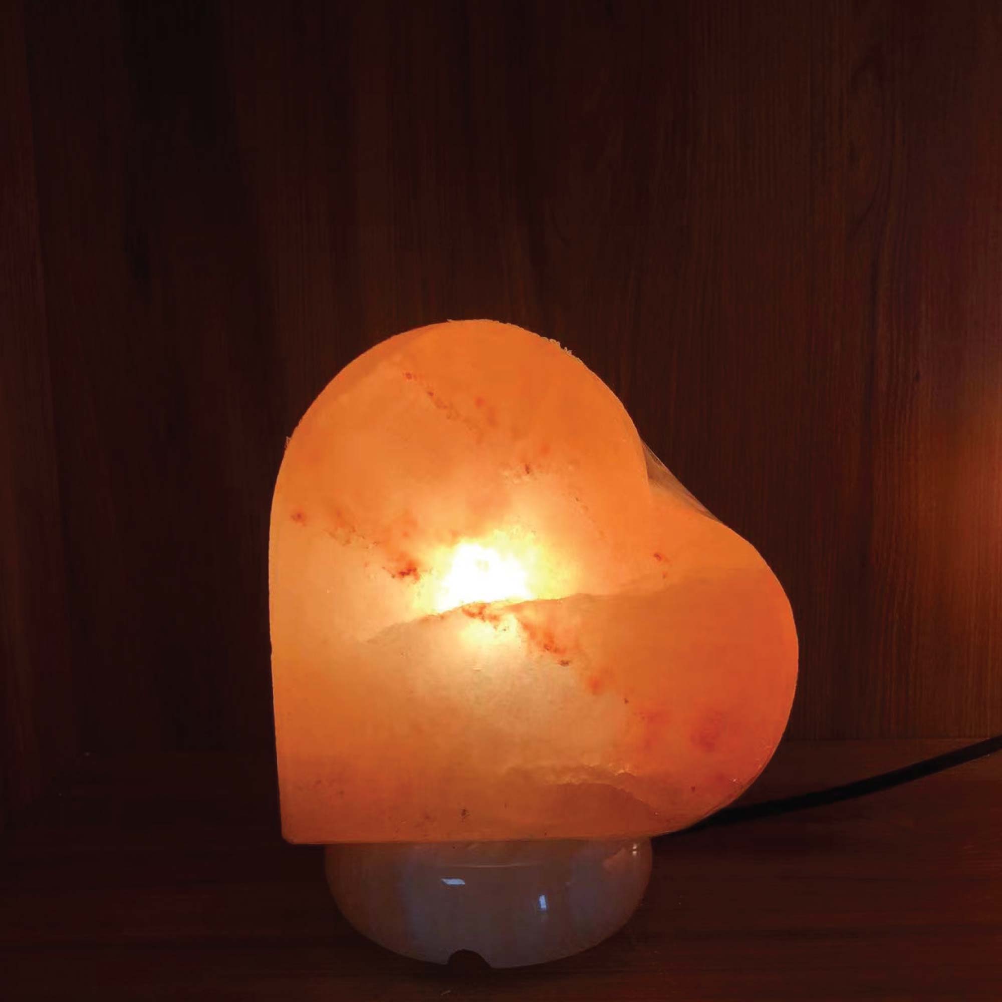 12V 12W Heart Himalayan Pink Salt Lamp Carved Rock Crystal Light Bulb On/Off Switch 4