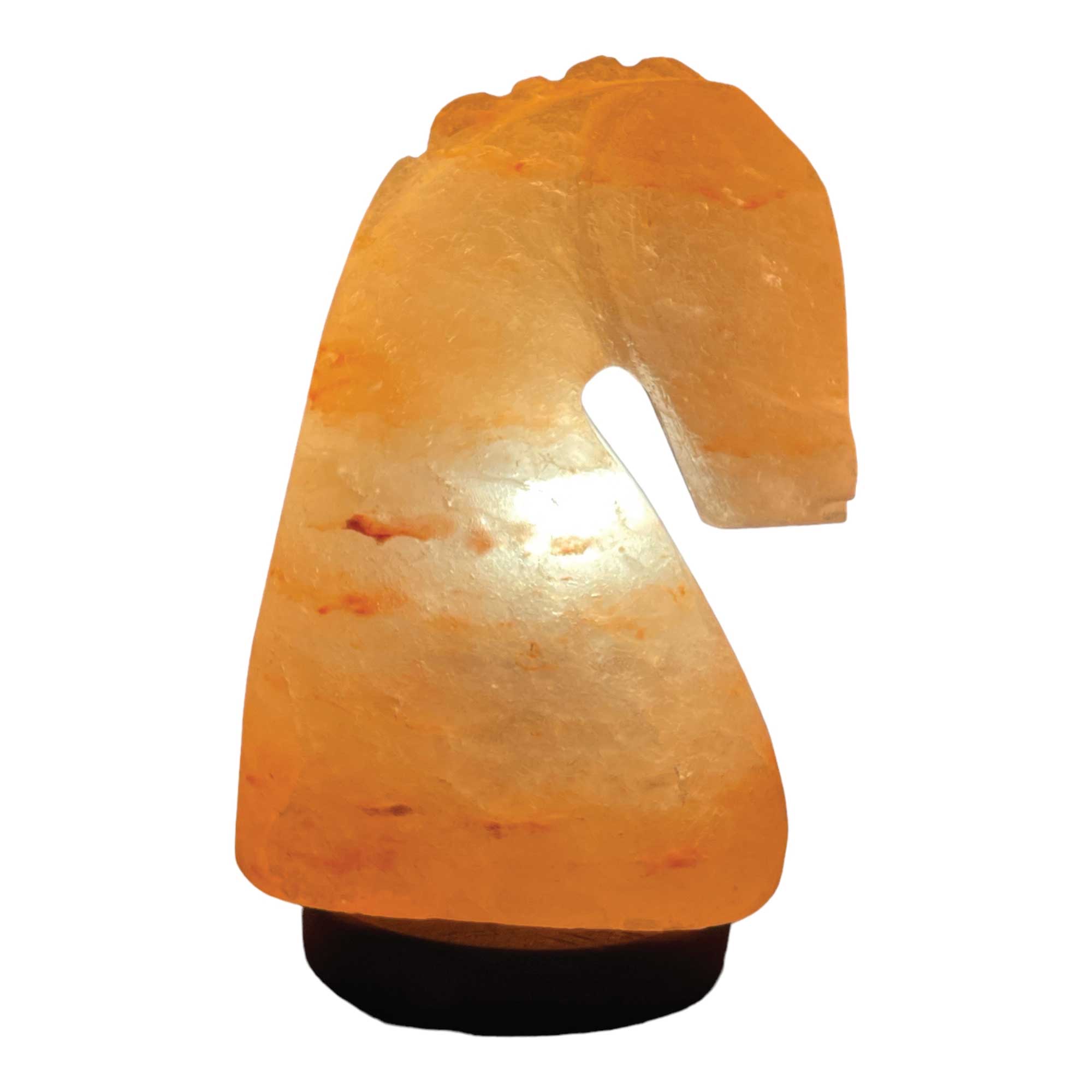 12V 12W Horse Himalayan Pink Salt Lamp Carved Knight Rock Crystal Light Bulb On/Off 3