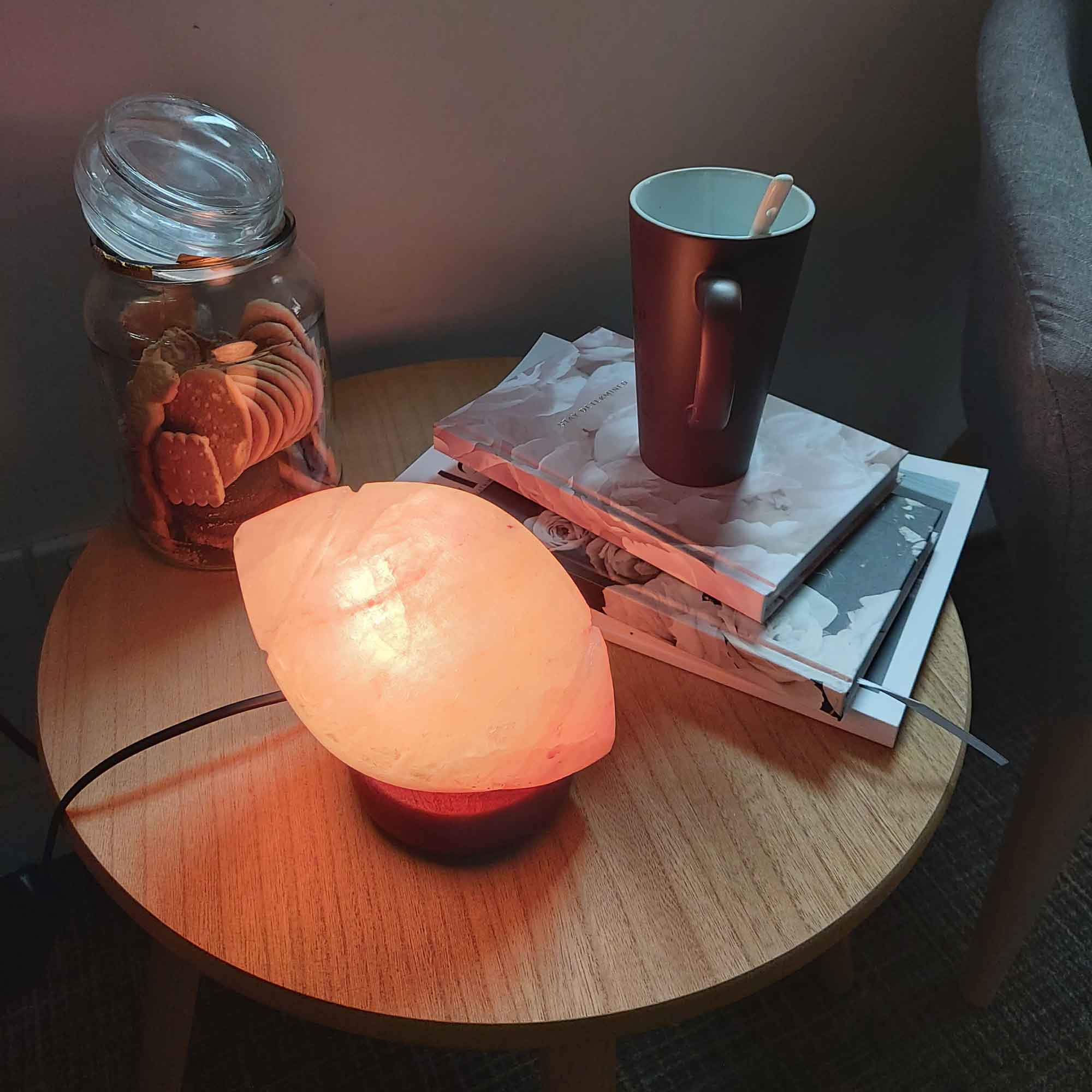 12V 12W Rugby Himalayan Pink Salt Lamp Carved Footy Rock Crystal Light Bulb On/Off 4