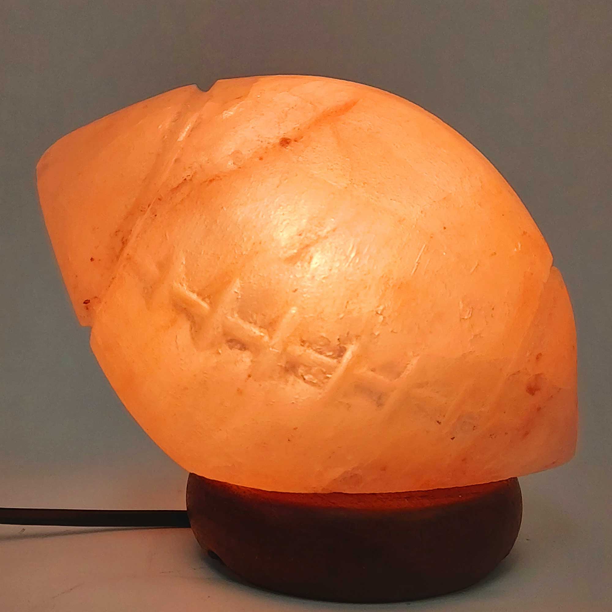 12V 12W Rugby Himalayan Pink Salt Lamp Carved Footy Rock Crystal Light Bulb On/Off 8