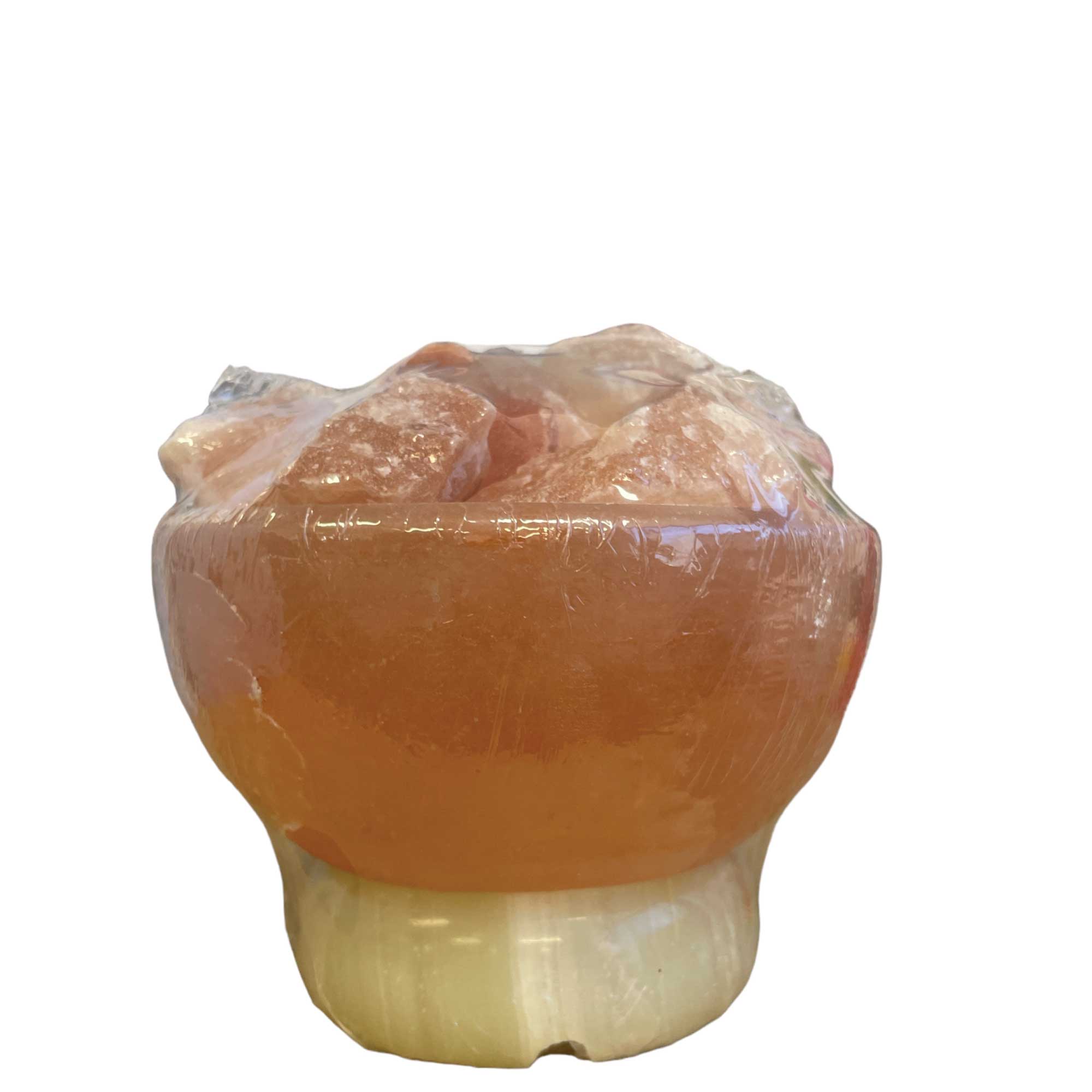 12V 12W Fire Bowl Himalayan Pink Salt Lamp Carved Rock Crystal Light Bulb On/Off 7