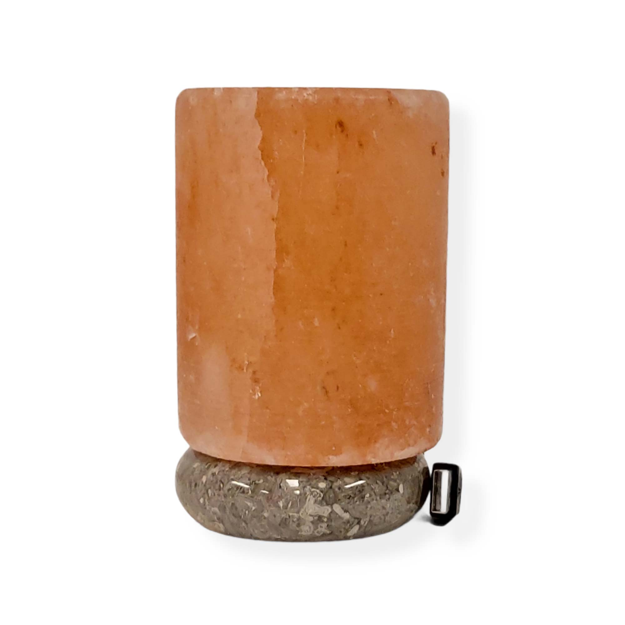 USB Himalayan Salt Lamp - Cylinder Carved Shape Pink Crystal Rock LED Light 8