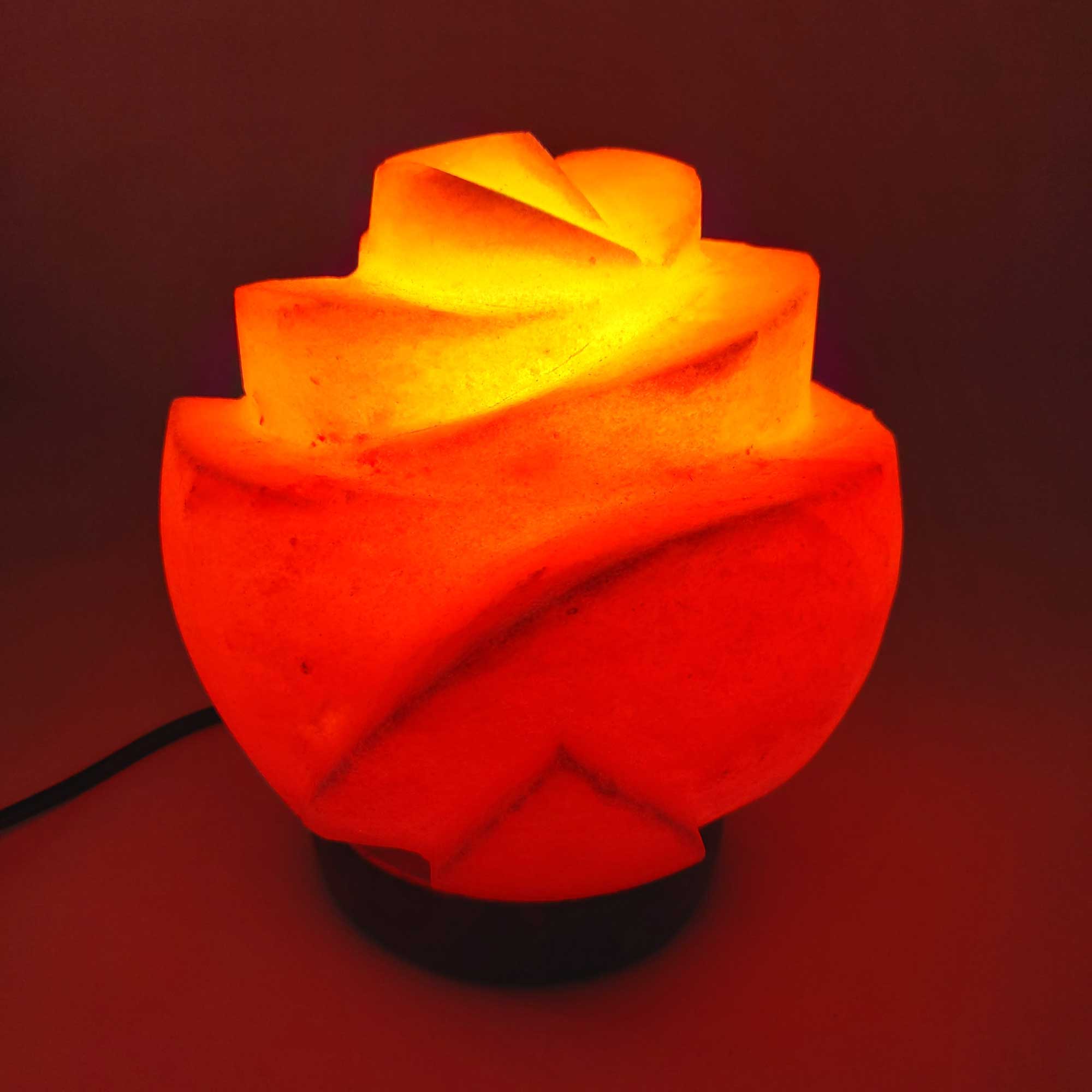 12V 12W Rose Himalayan Pink Salt Lamp Carved Flower Rock Crystal Light Bulb On/Off 4