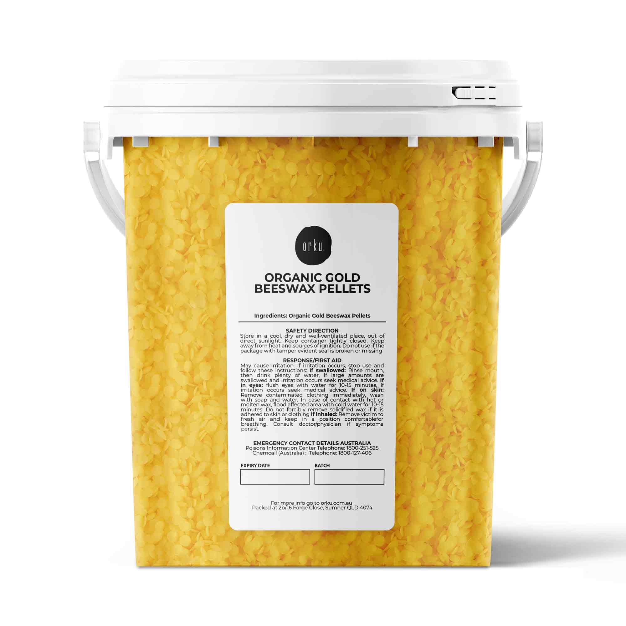 500g Orku Organic Beeswax Pellets Yellow Tub - Cosmetic Quality Pure Bees Wax