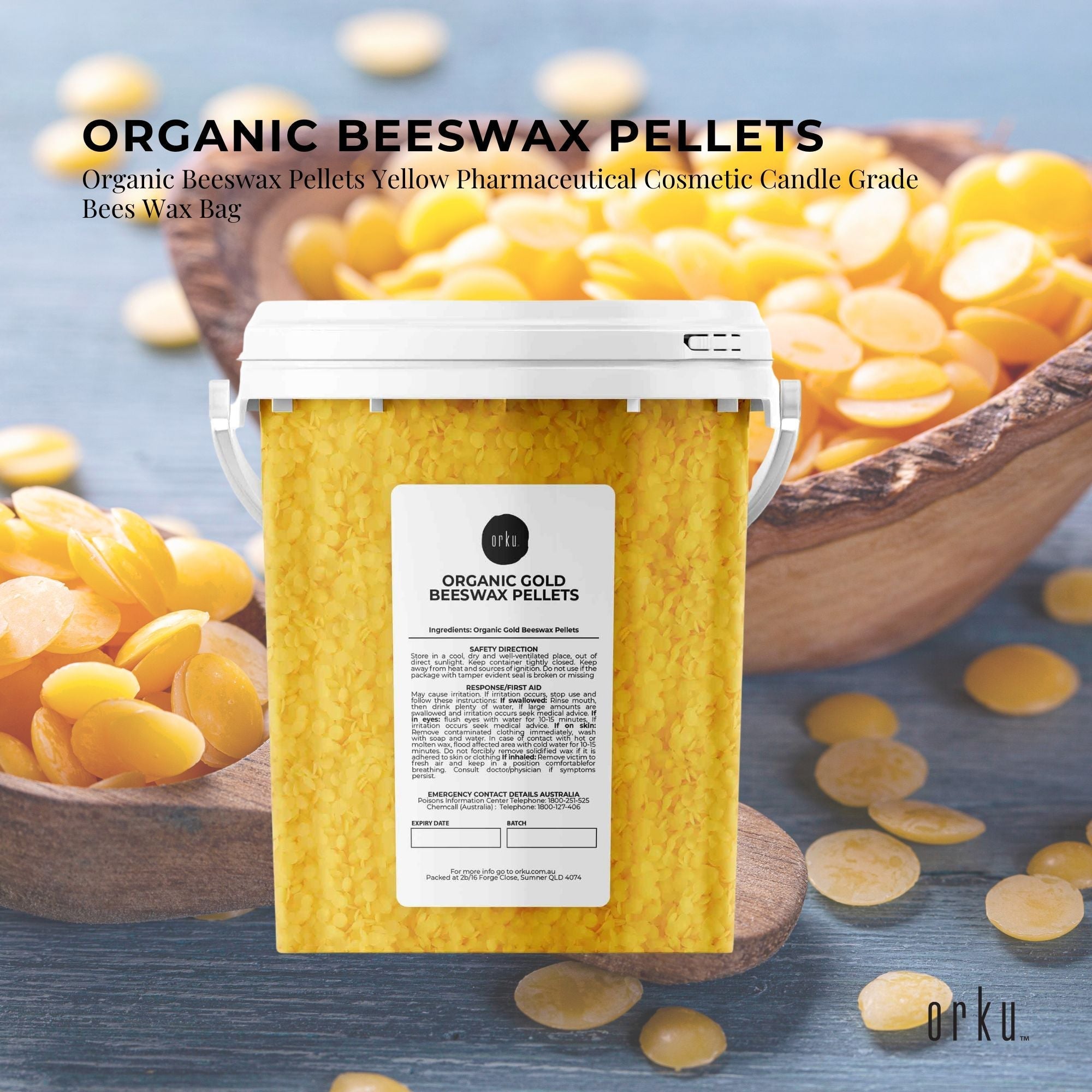 500g Orku Organic Beeswax Pellets Yellow Tub - Cosmetic Quality Pure Bees Wax 4