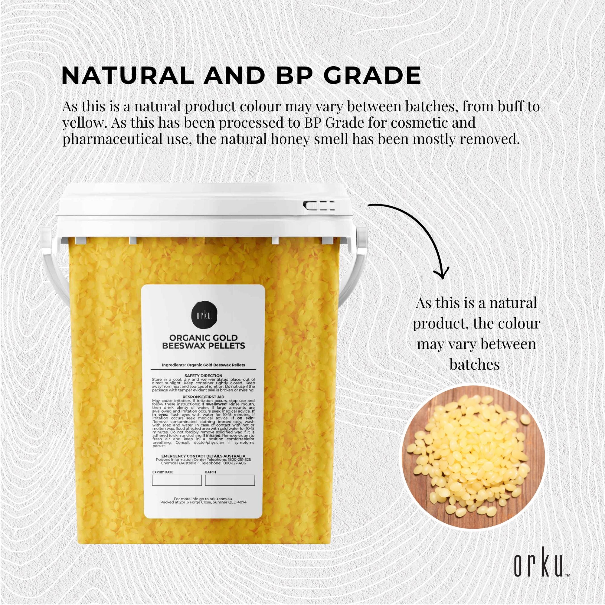 500g Orku Organic Beeswax Pellets Yellow Tub - Cosmetic Quality Pure Bees Wax 7