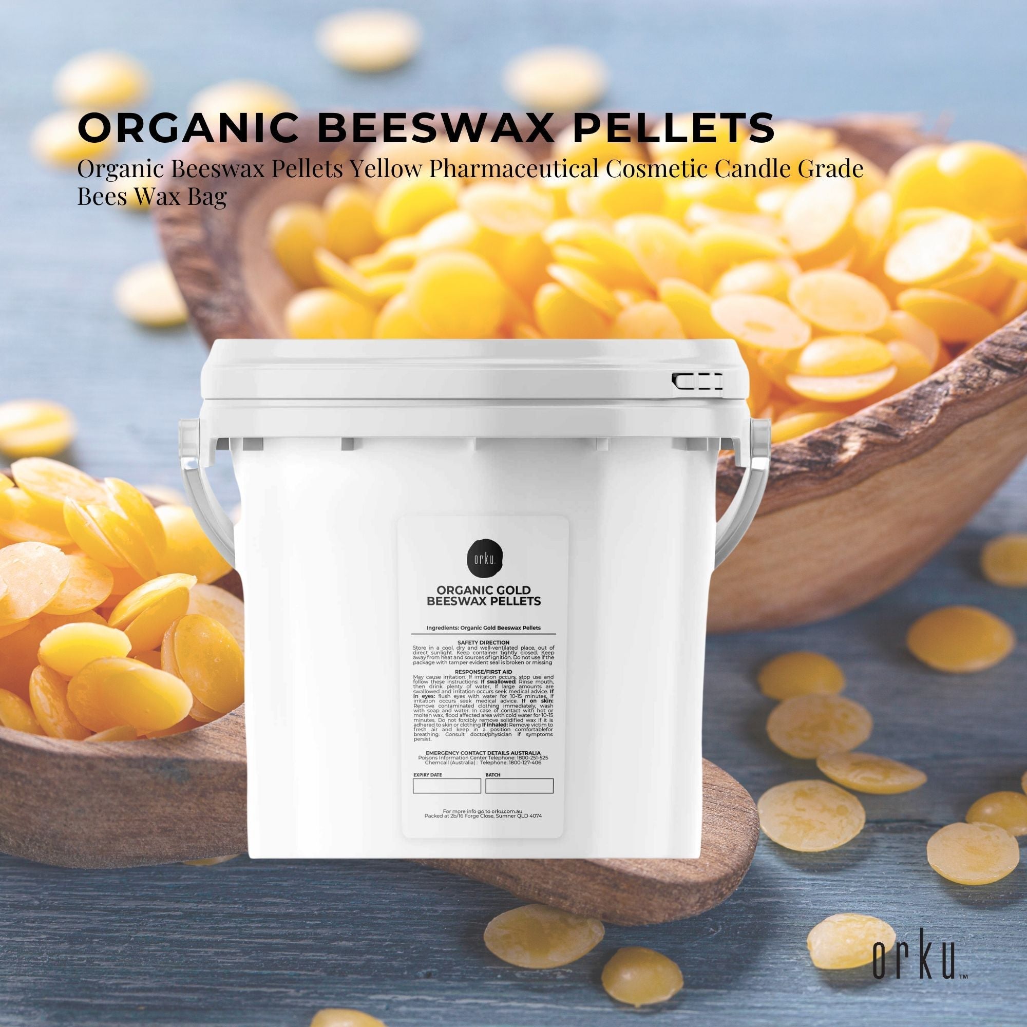 2.5Kg Orku Organic Beeswax Pellets Yellow Tub - Cosmetic Quality Pure Bees Wax 4