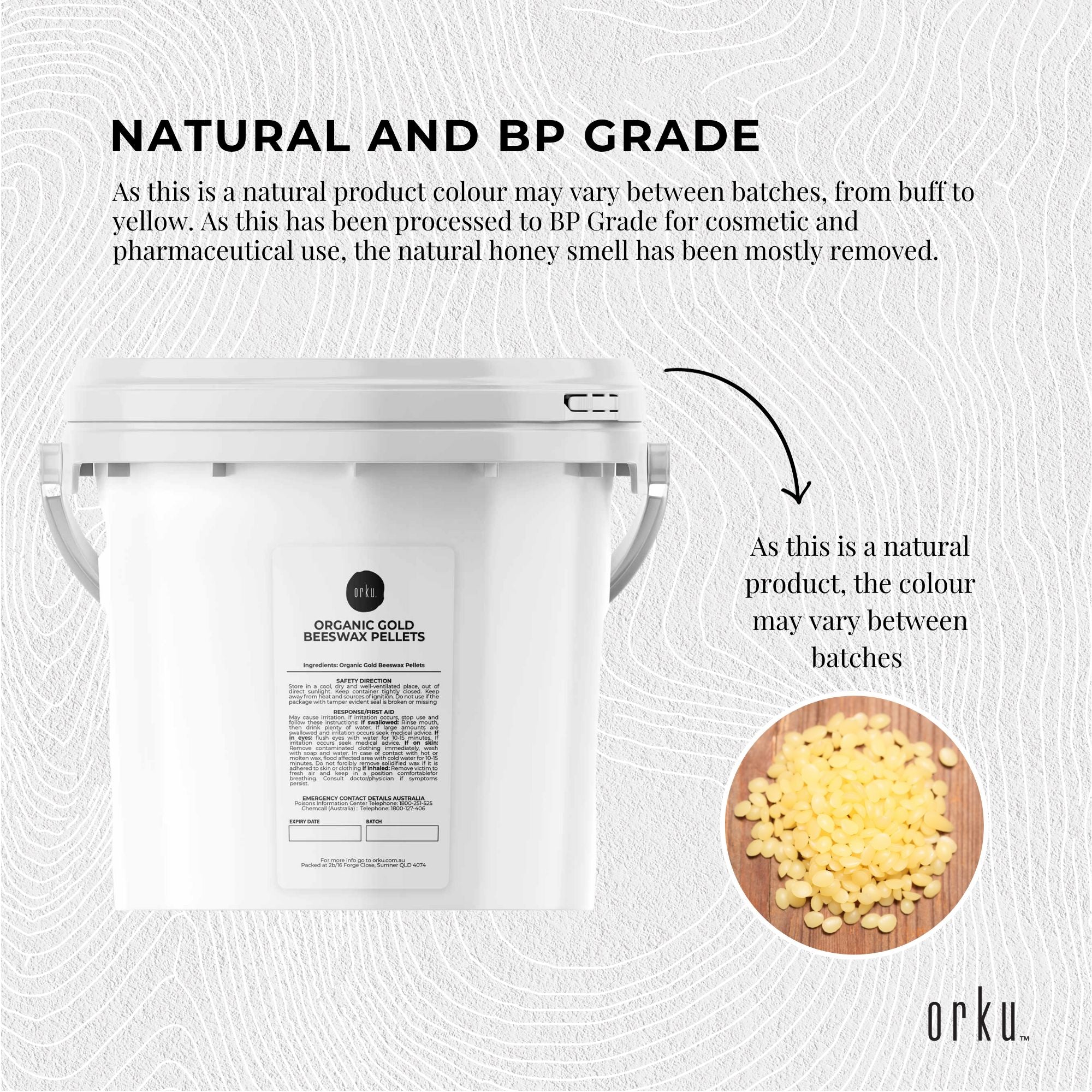 2.5Kg Orku Organic Beeswax Pellets Yellow Tub - Cosmetic Quality Pure Bees Wax 7