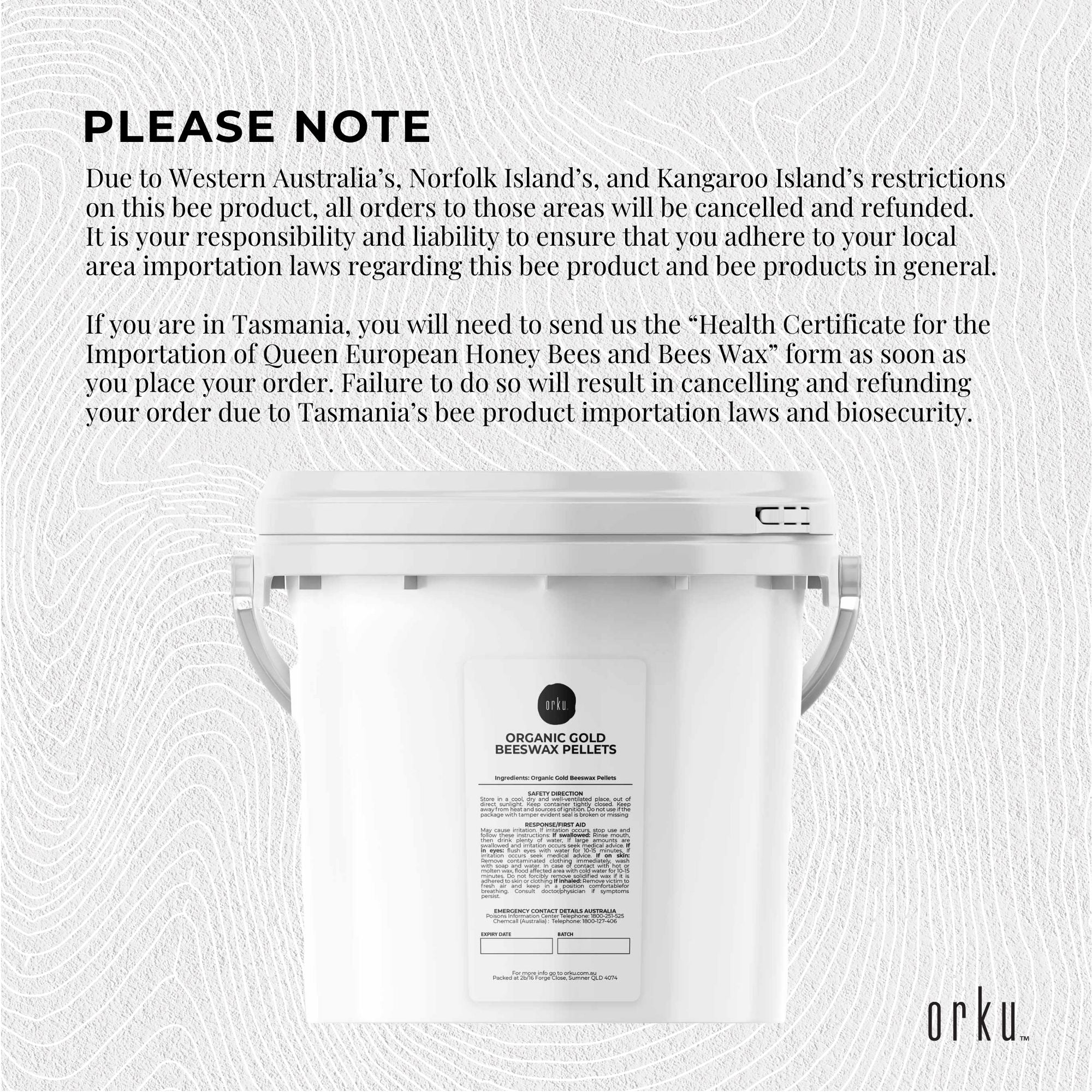 2.5Kg Orku Organic Beeswax Pellets Yellow Tub - Cosmetic Quality Pure Bees Wax 10