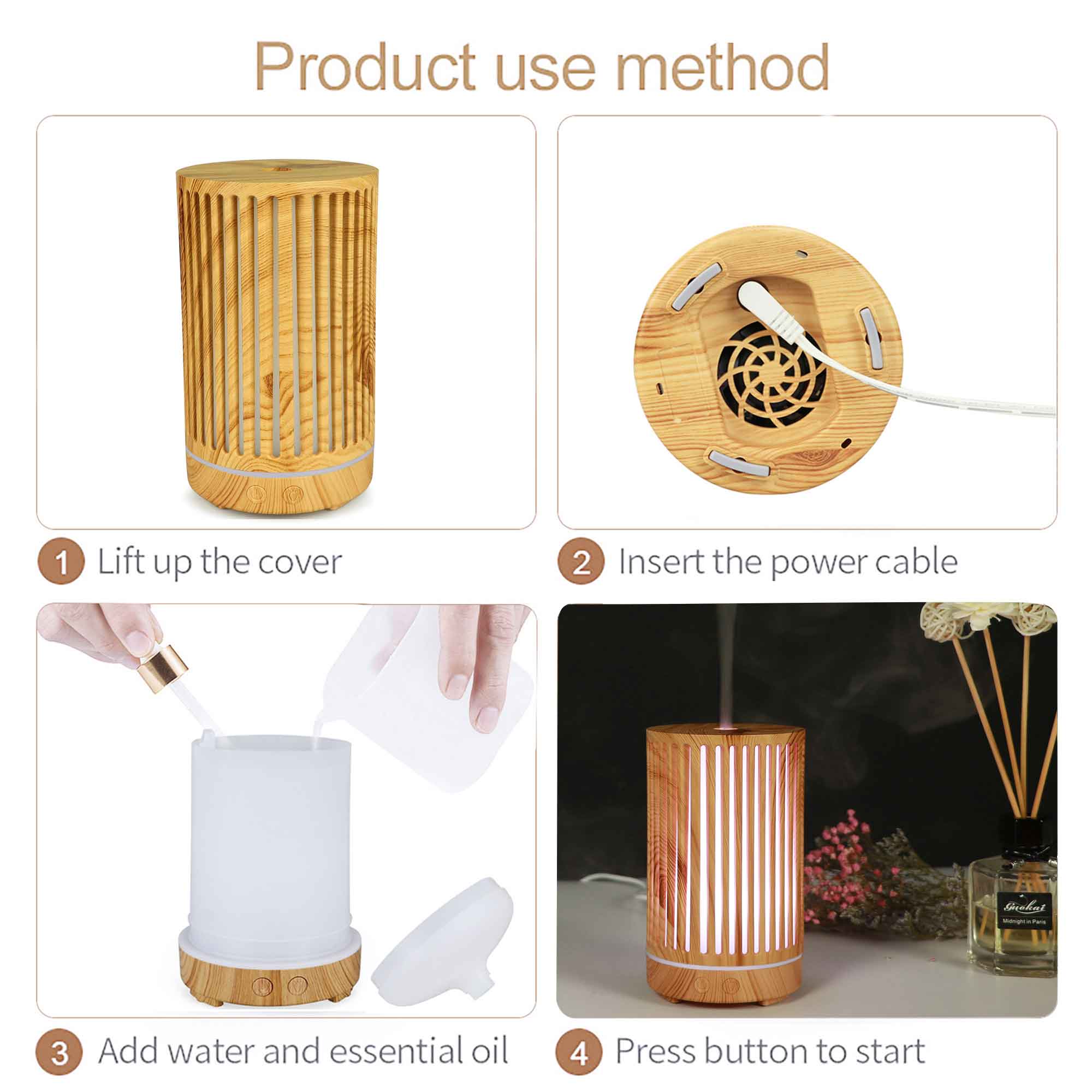 Essential Oil Aroma Diffuser - 200ml Remote Cylinder Aromatherapy Air Humidifier 12