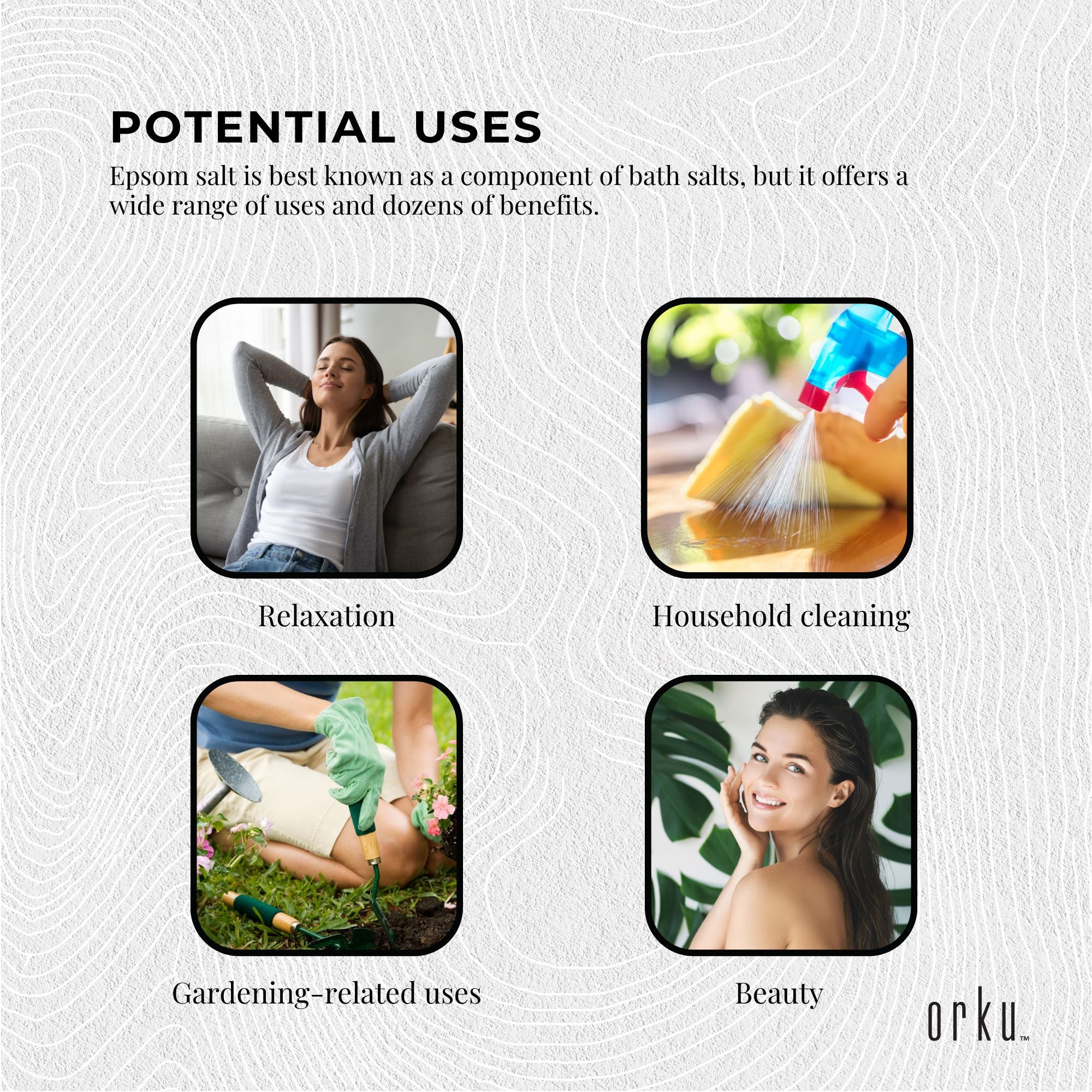 Orku 10Kg Epsom Salt - USP Grade Magnesium Sulfate Body Bath Salts 5