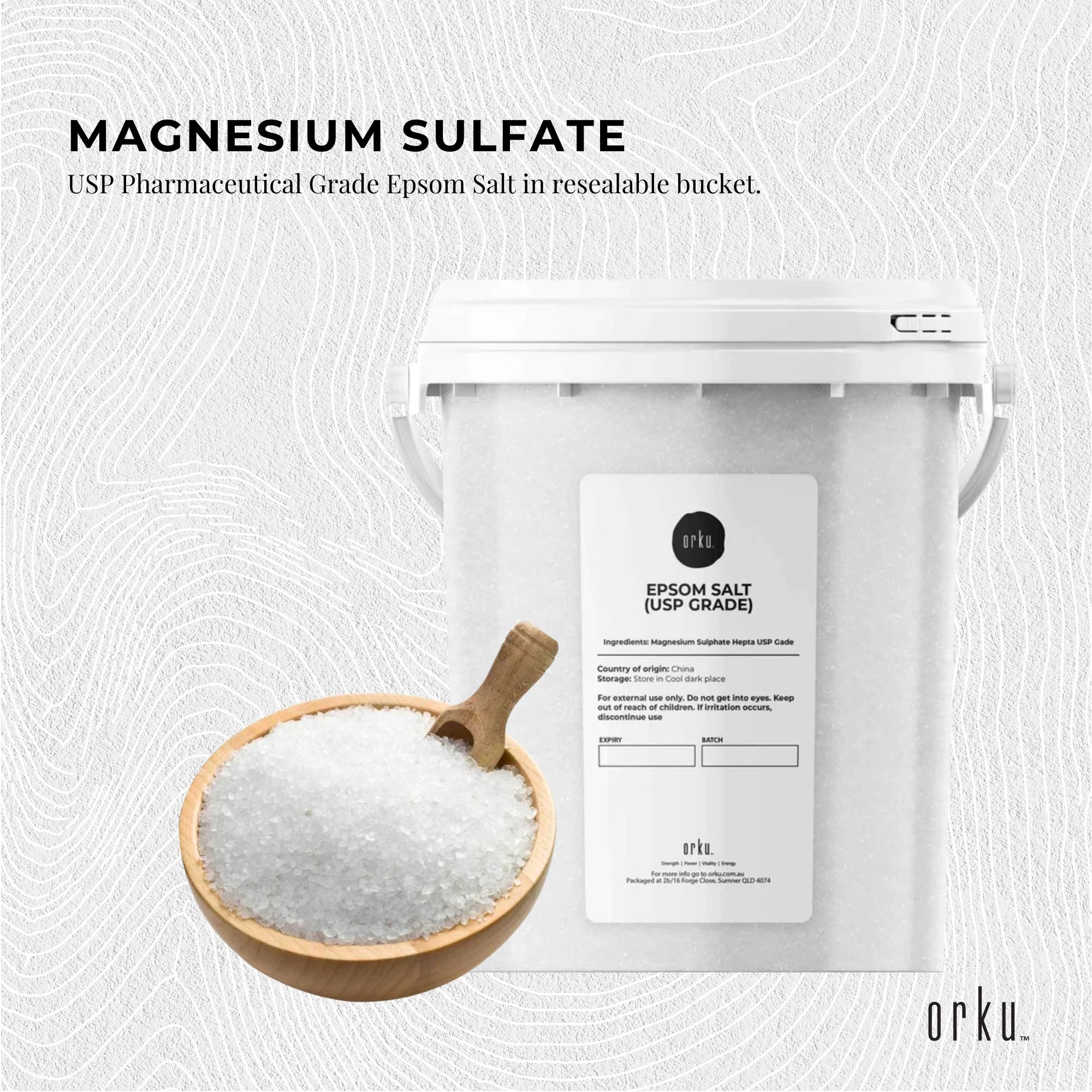 Orku 1.3Kg Epsom Salt Tub - USP Grade Magnesium Sulfate Body Bath Salts 3