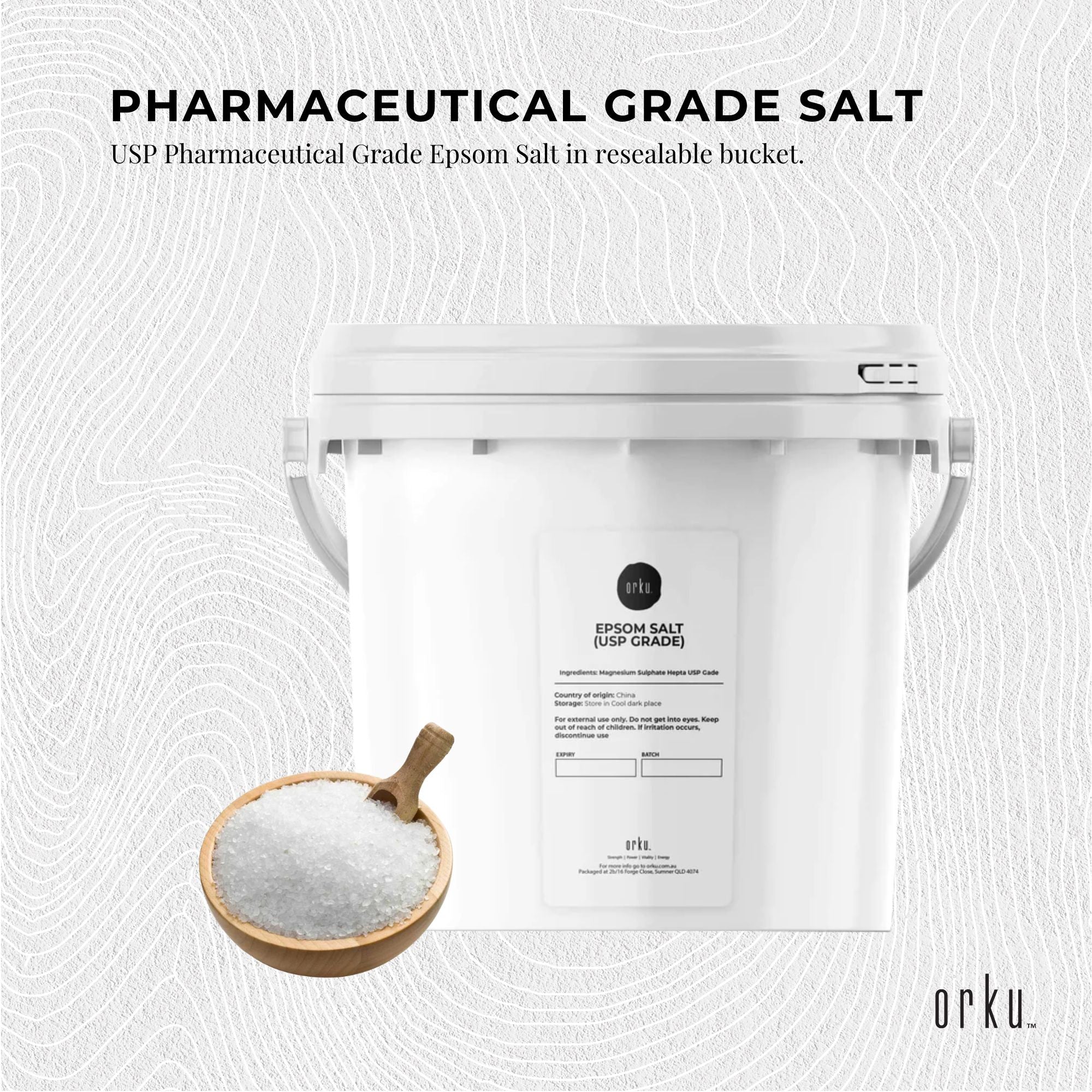 Orku 5kg Epsom Salt Tub- USP Grade Magnesium Sulfate Body Bath Salts 3