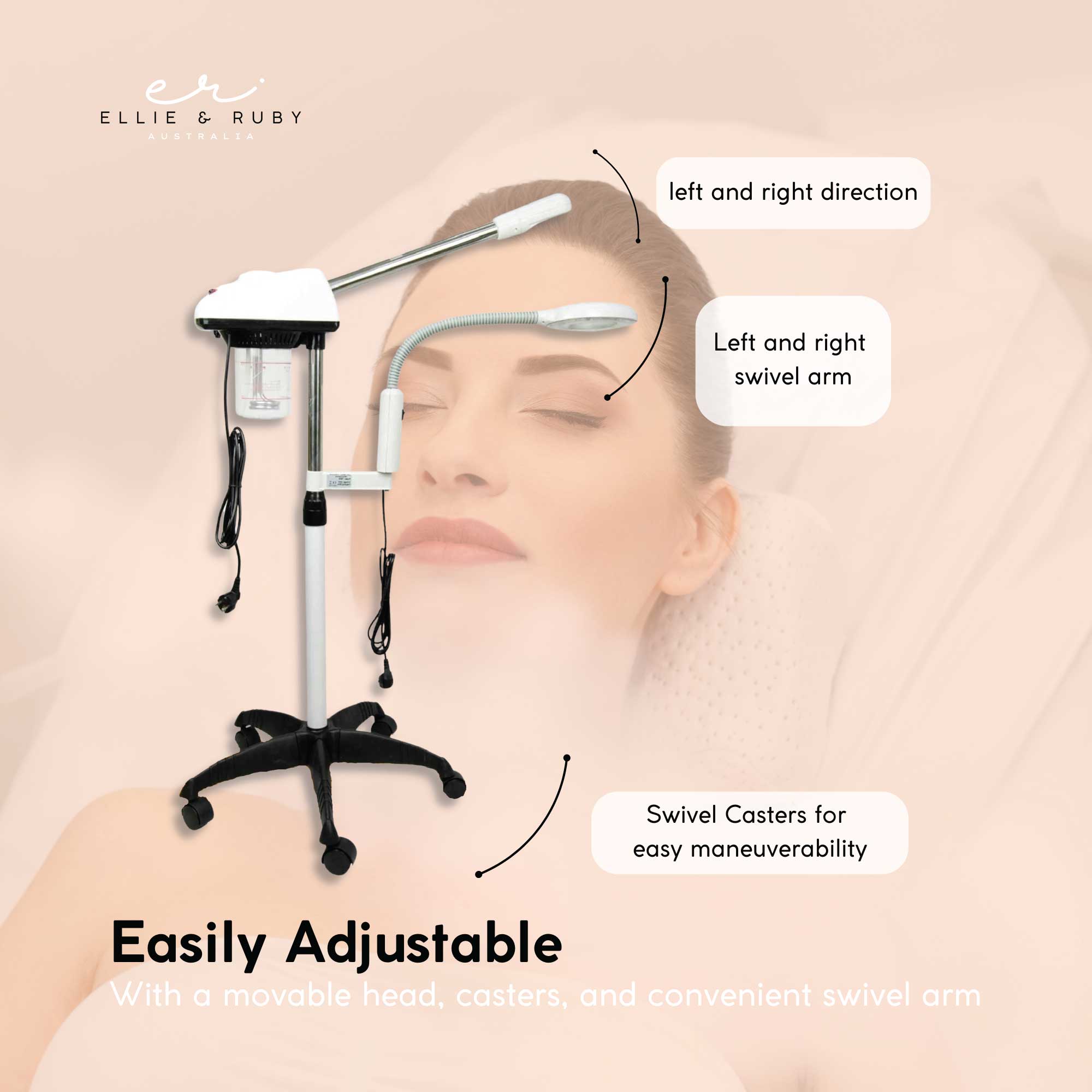 Ellie & Ruby Facial Steamer Magnifying Lamp - 2in1 Professional Beauty Machine 4