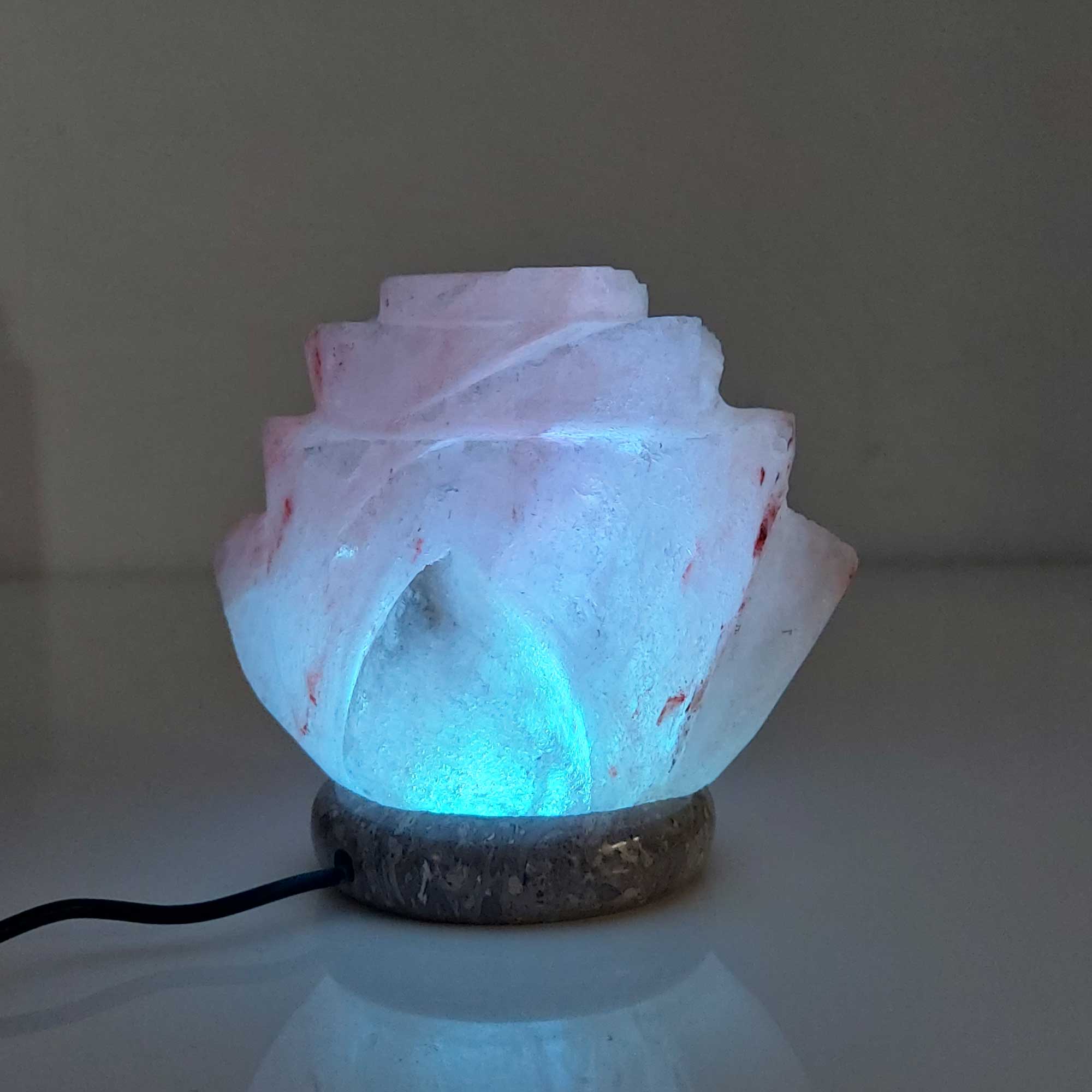 USB Colour Changing Salt Himalayan Lamp - Flower Shape Pink Rock LED Light 4