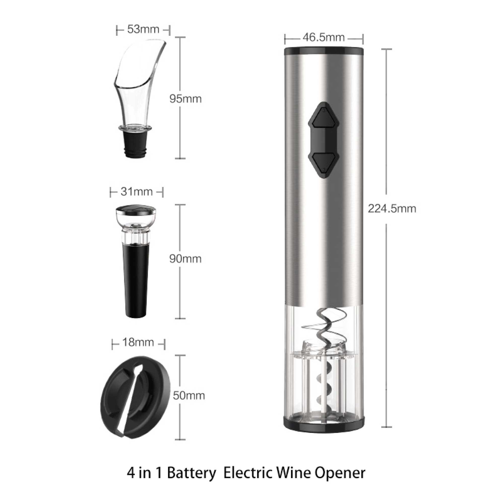 Electric Wine Bottle Opener Set - Automatic Corkscrew Pourer Pump Sealer Cutter 4