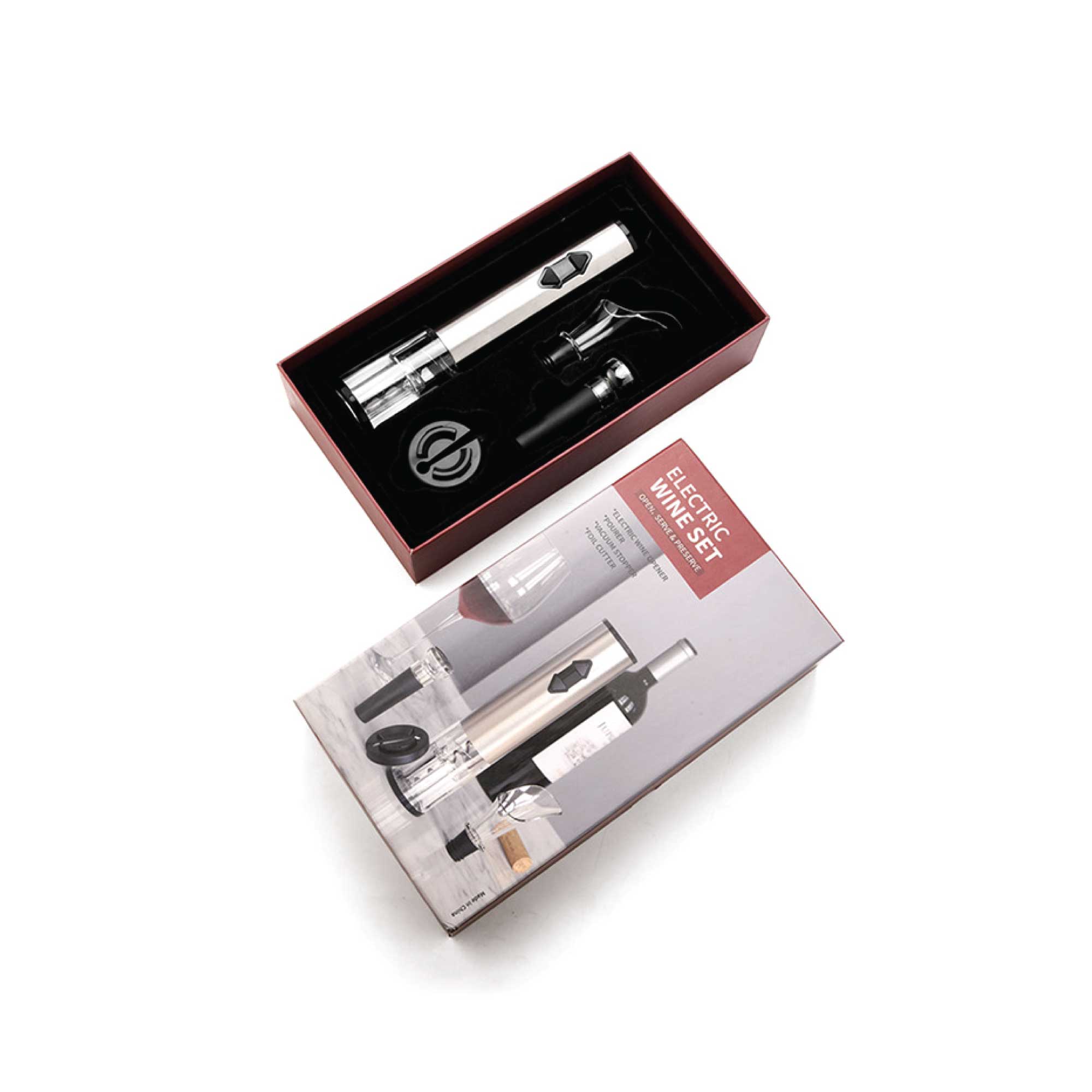 Electric Wine Bottle Opener Set - Automatic Corkscrew Pourer Pump Sealer Cutter 5