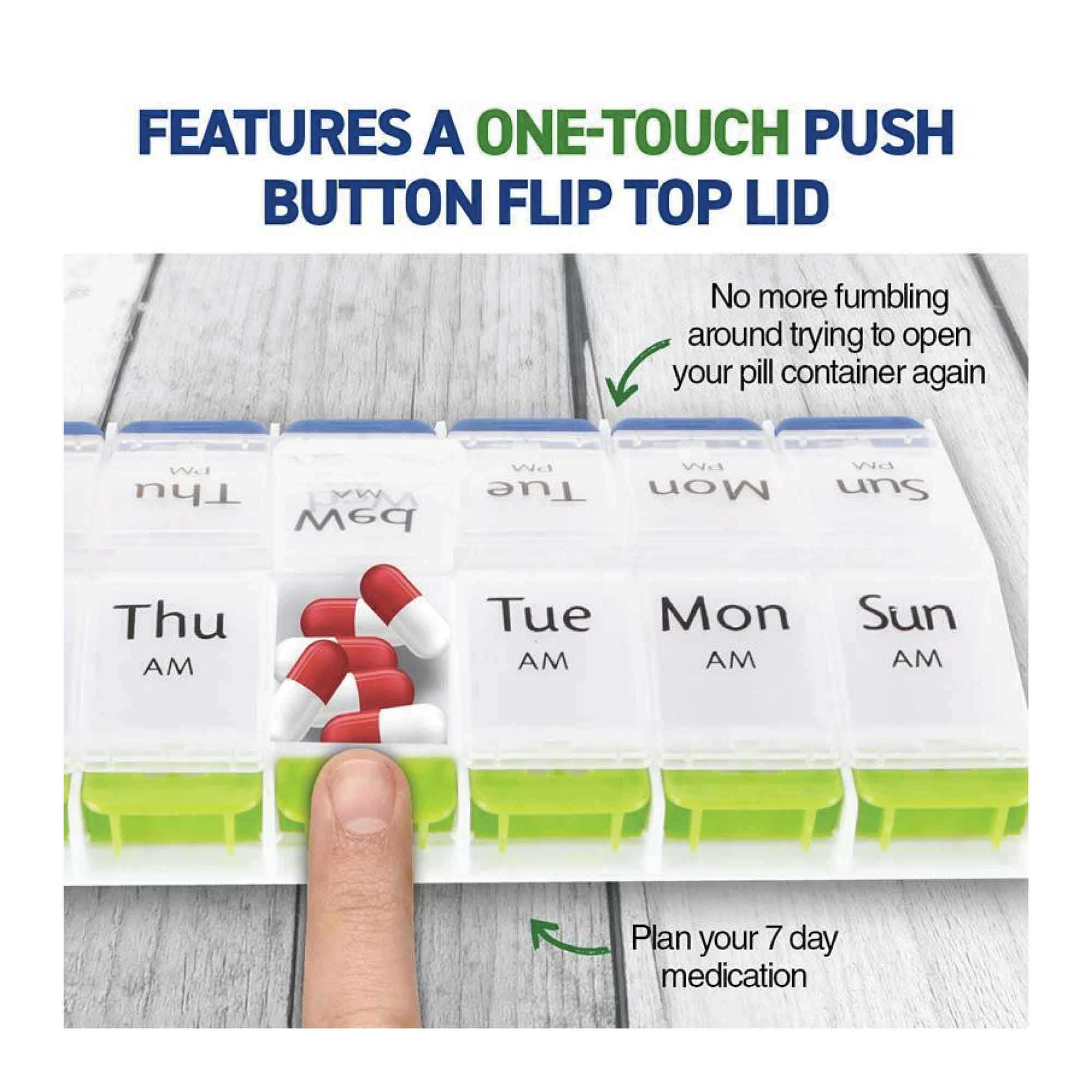AM/PM Weekly Pill Box 7 Day Tablet Medicine Organiser Holder Case 14 Compartment 3