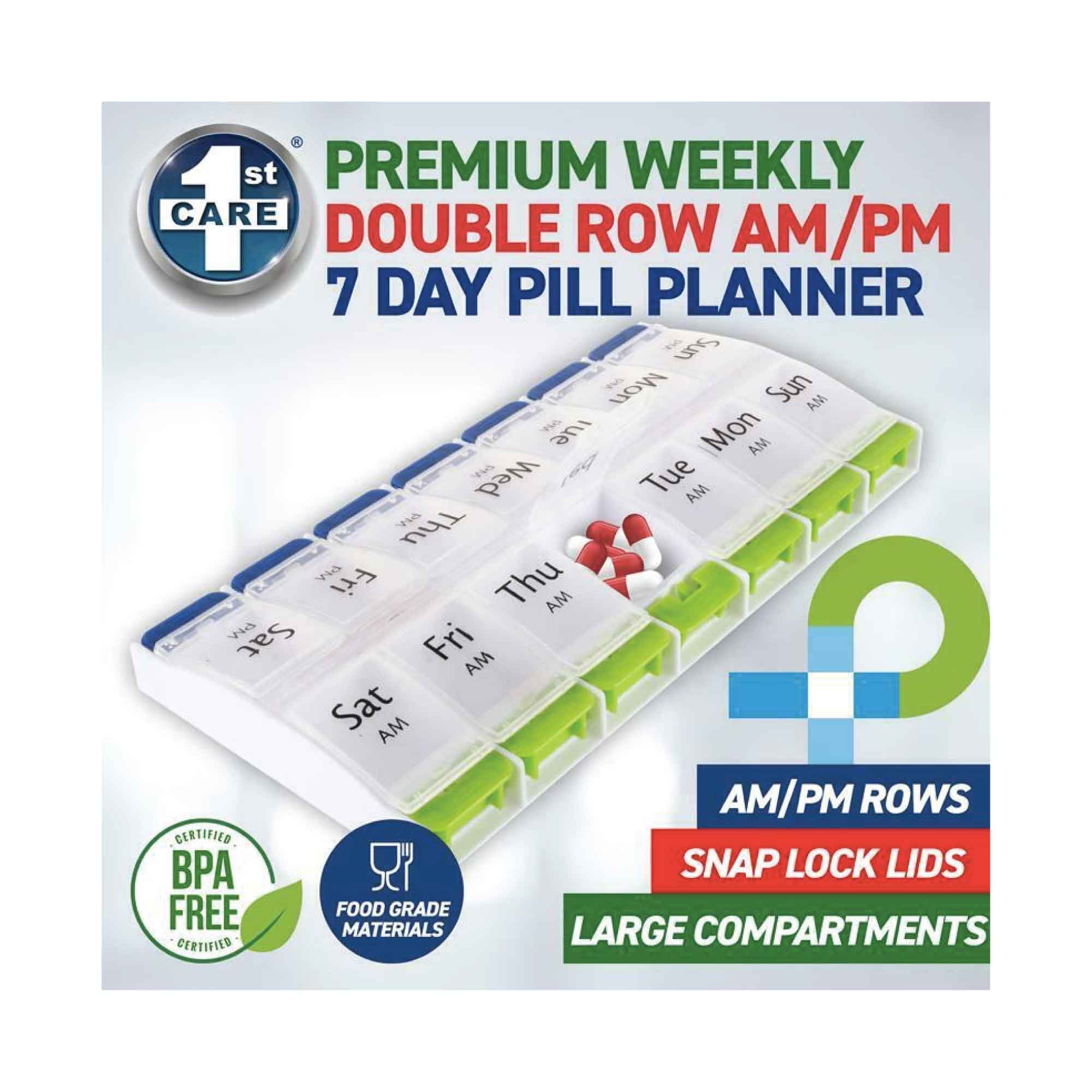 AM/PM Weekly Pill Box 7 Day Tablet Medicine Organiser Holder Case 14 Compartment 4