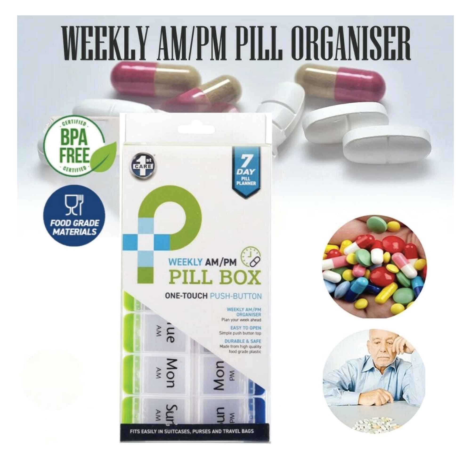AM/PM Weekly Pill Box 7 Day Tablet Medicine Organiser Holder Case 14 Compartment 5