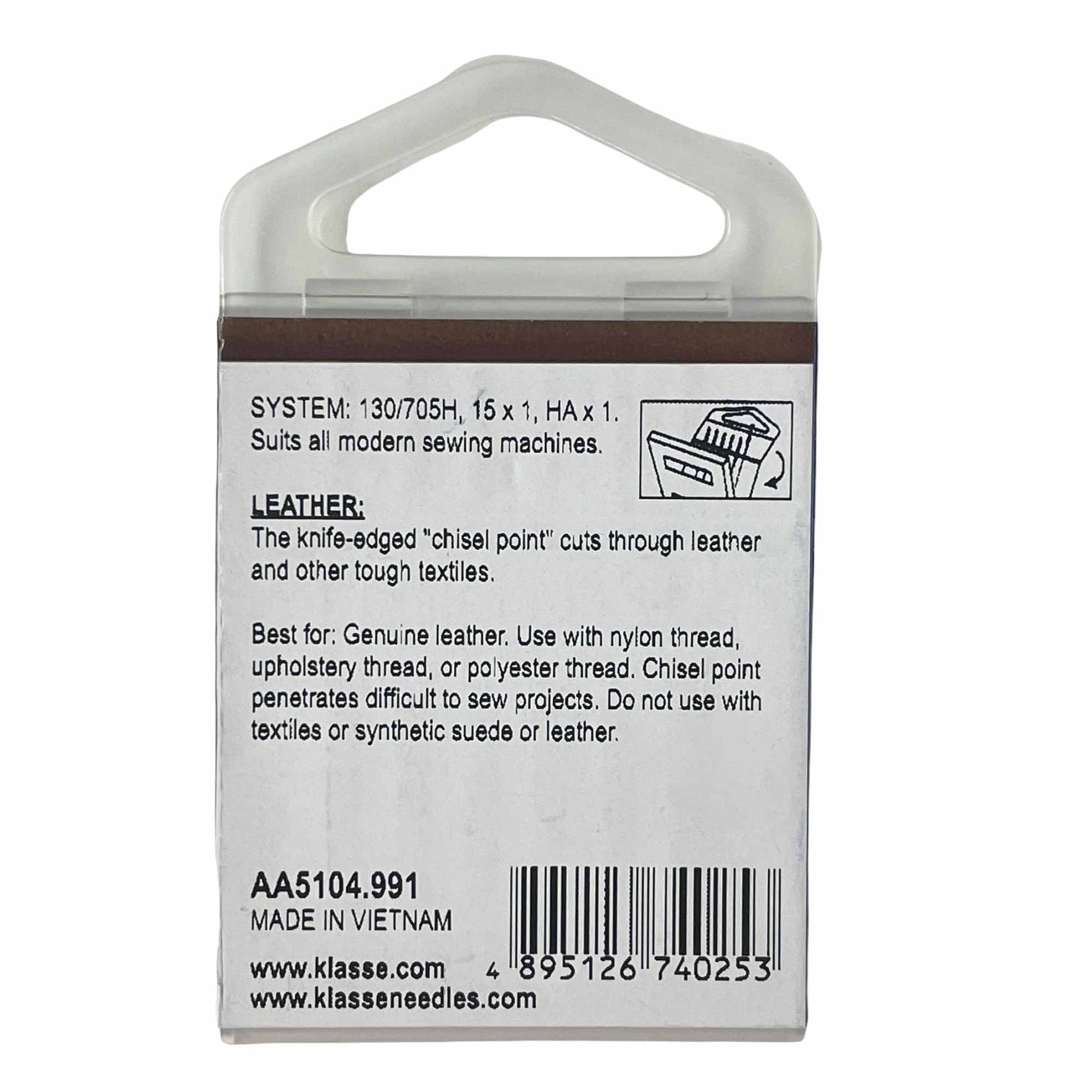 Klasse 80/90 Leather Sewing Machine Needles Assorted Sizes 6 Pack Chisel Point 4