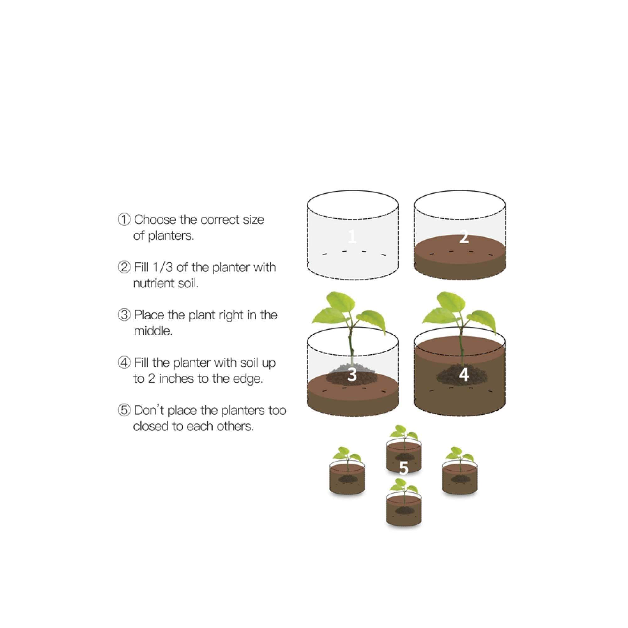 6 Pck 10 Gallon Fabric Flower Pots 38L Garden Planter Bags Black Felt Root Pouch 6