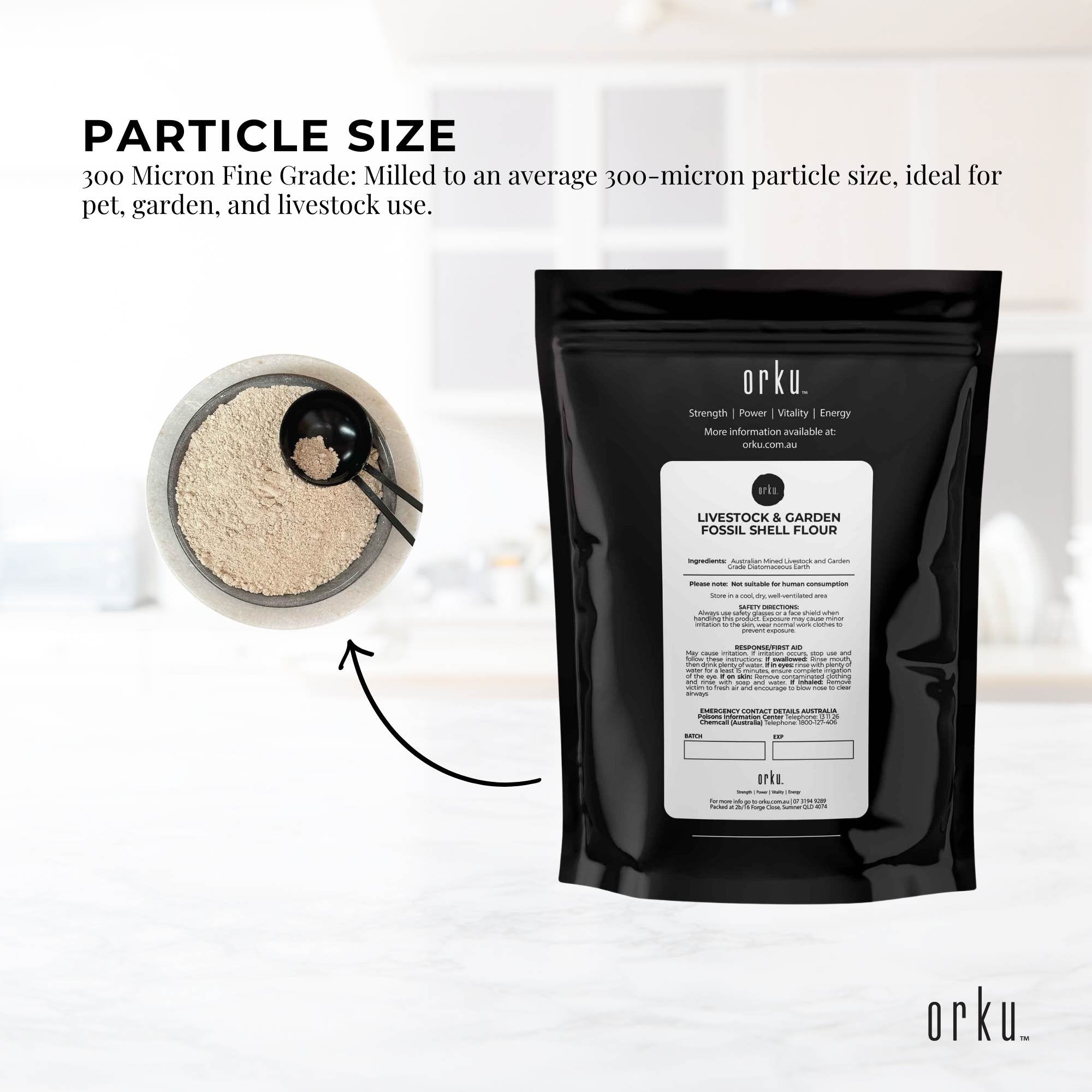 Orku 2Kg Fossil Shell Flour - Livestock Garden Pet Diatomaceous Earth 3