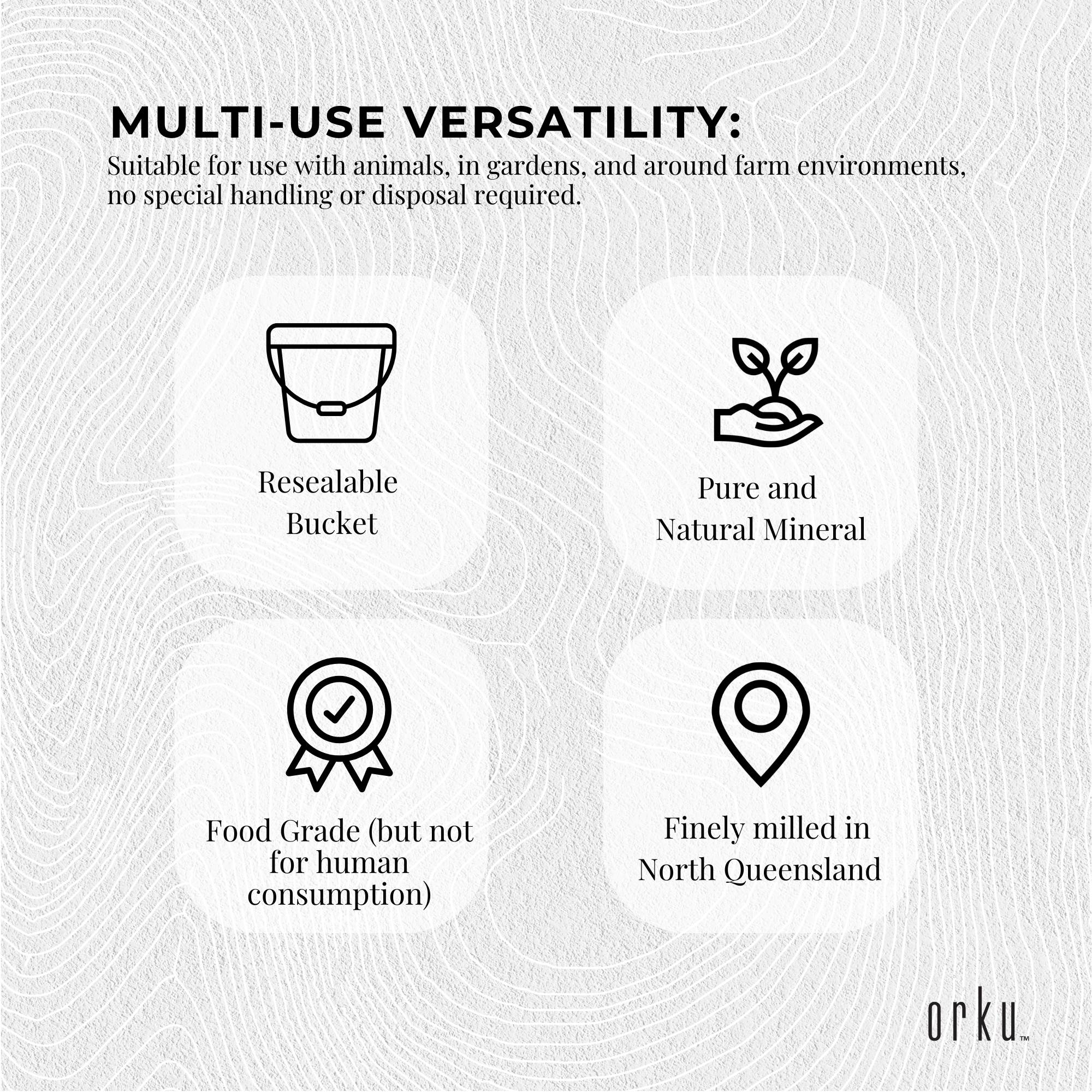 Orku 3Kg Fossil Shell Flour Tub - Livestock Garden Diatomaceous Earth 7