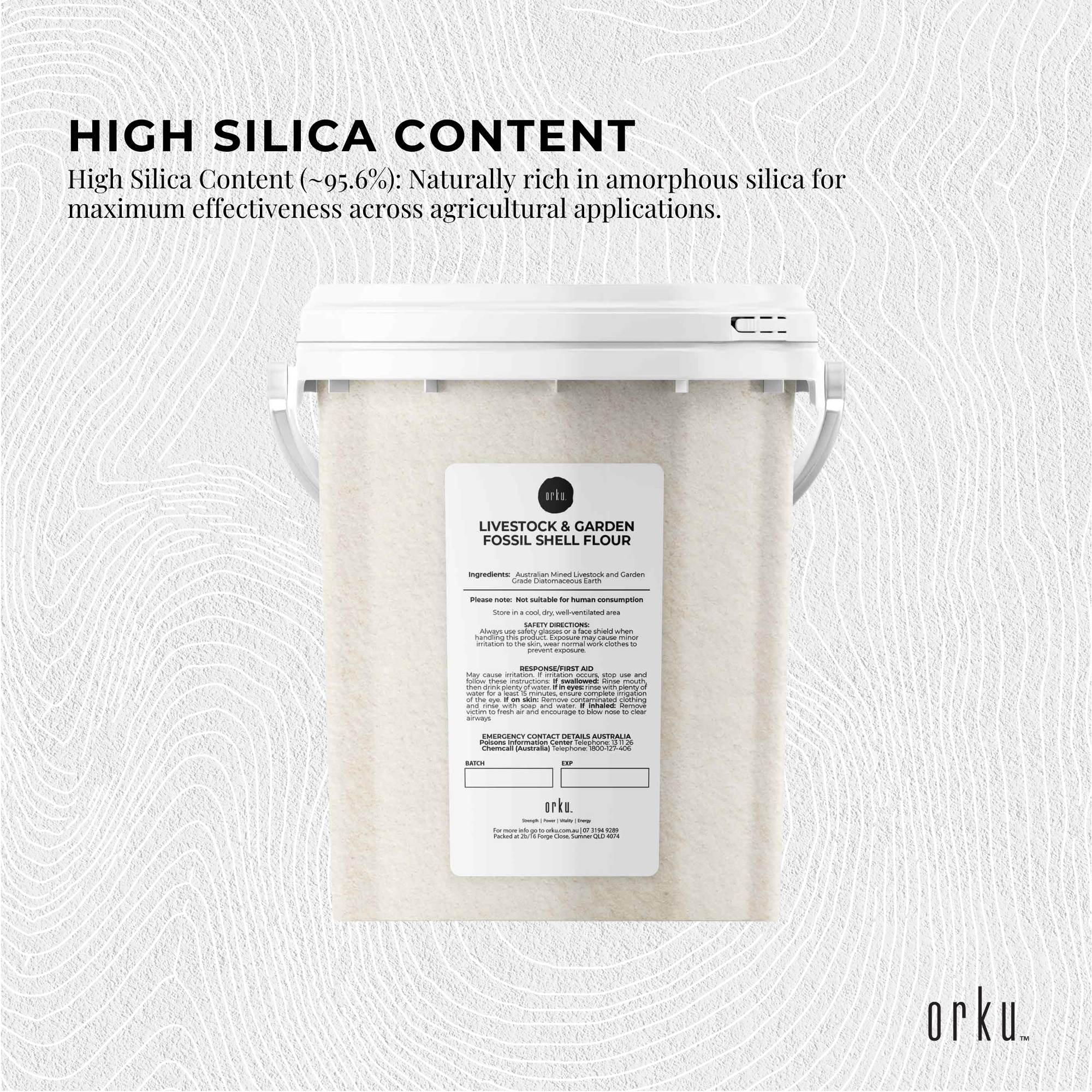 Orku 700g Fossil Shell Flour Tub - Livestock Garden Diatomaceous Earth 4