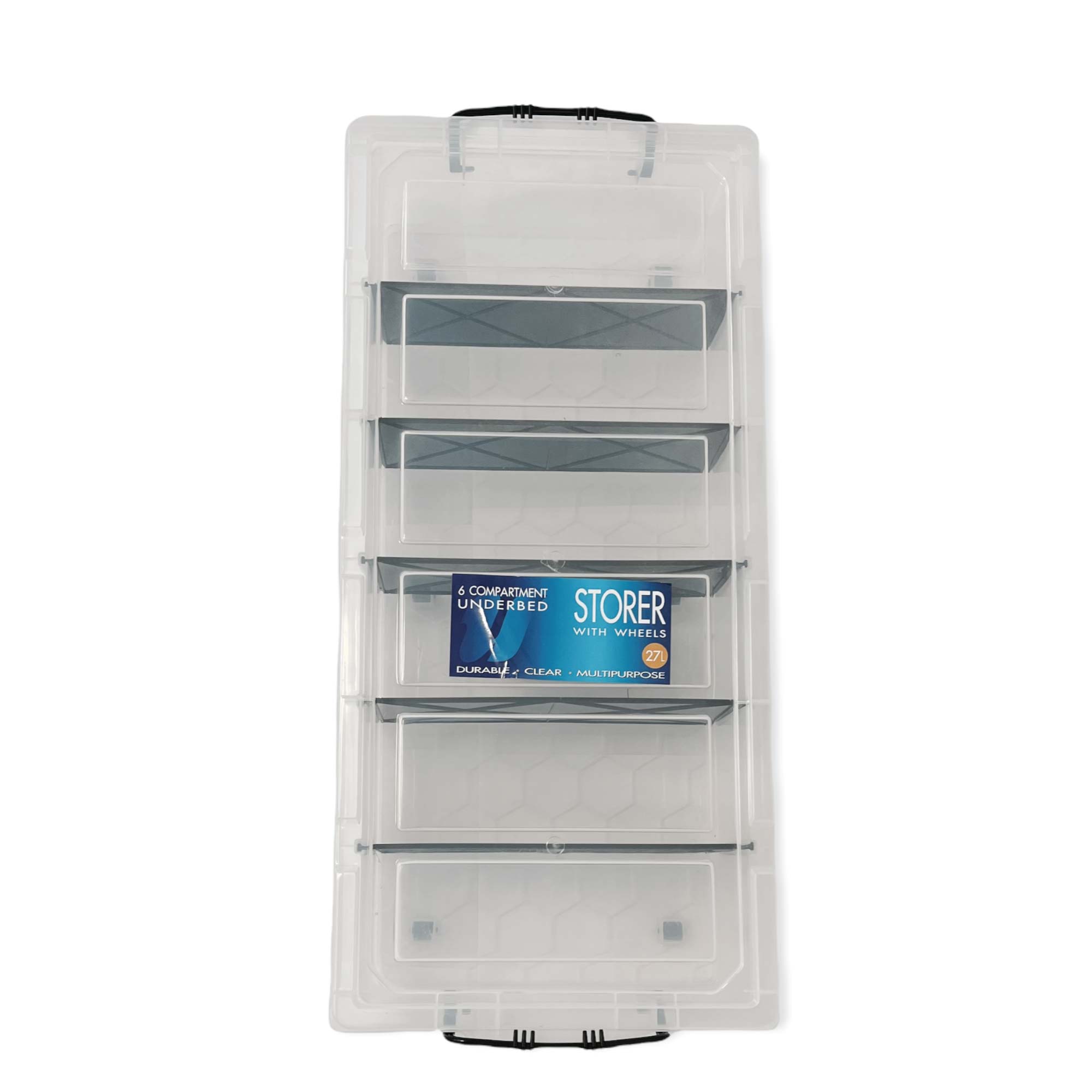 Under Bed 6 Compartment Storer with Wheels 27L Container Tub Storage Unit 3