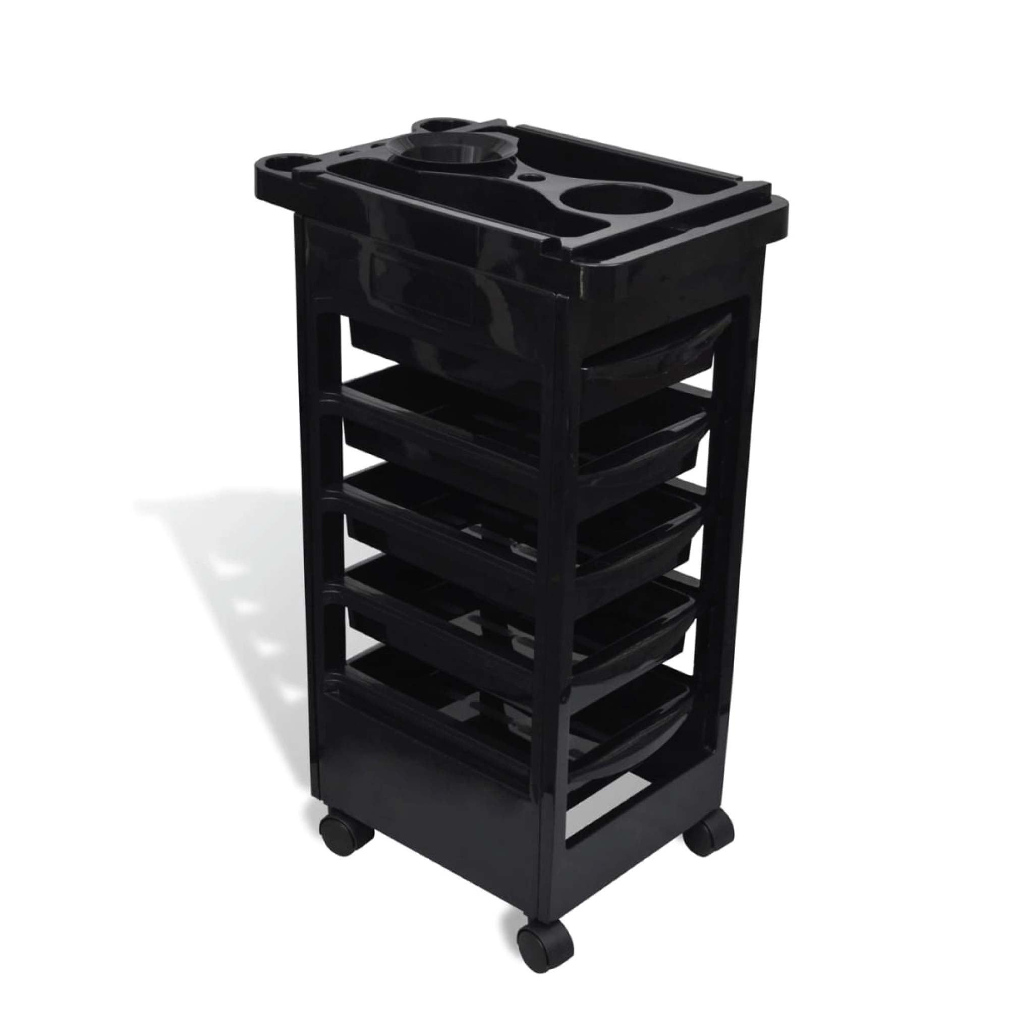 Ellie & Ruby 6 Tier Hairdressing Trolley Black 82x49x32cm Salon Rolling Cart 5