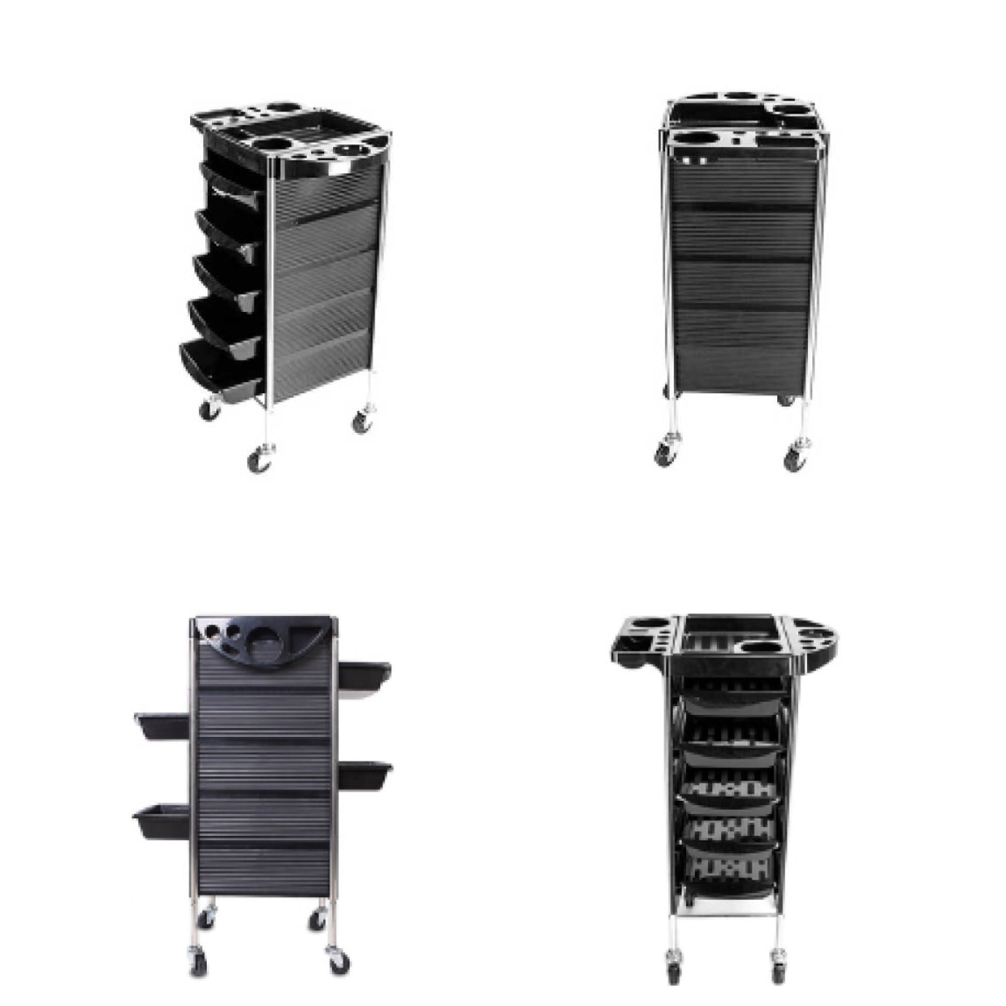 5 Drawer Hairdressing Trolley Black 90x30x36cm Hair Salon Beauty Rolling Cart 8