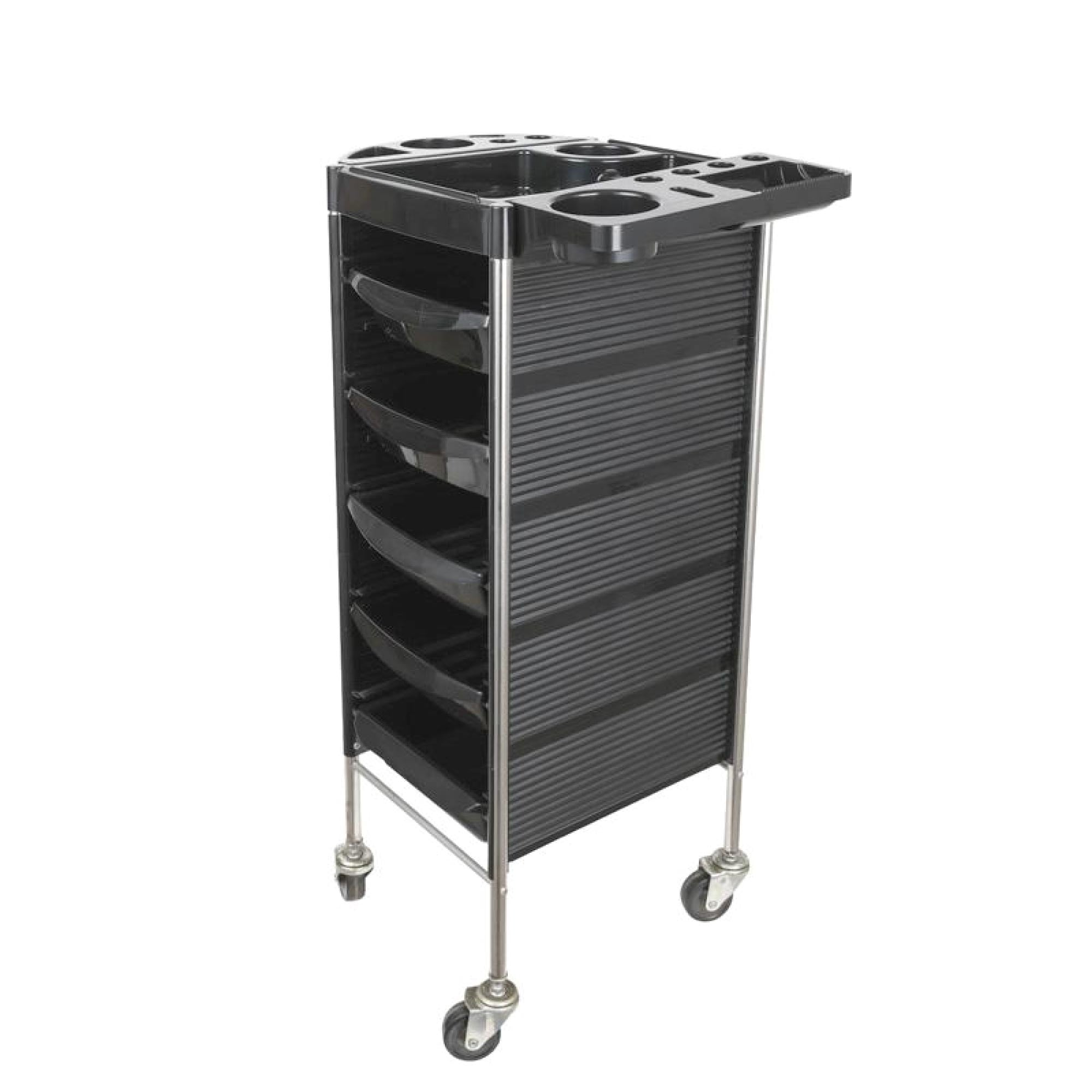 5 Drawer Hairdressing Trolley Black 90x30x36cm Hair Salon Beauty Rolling Cart 9