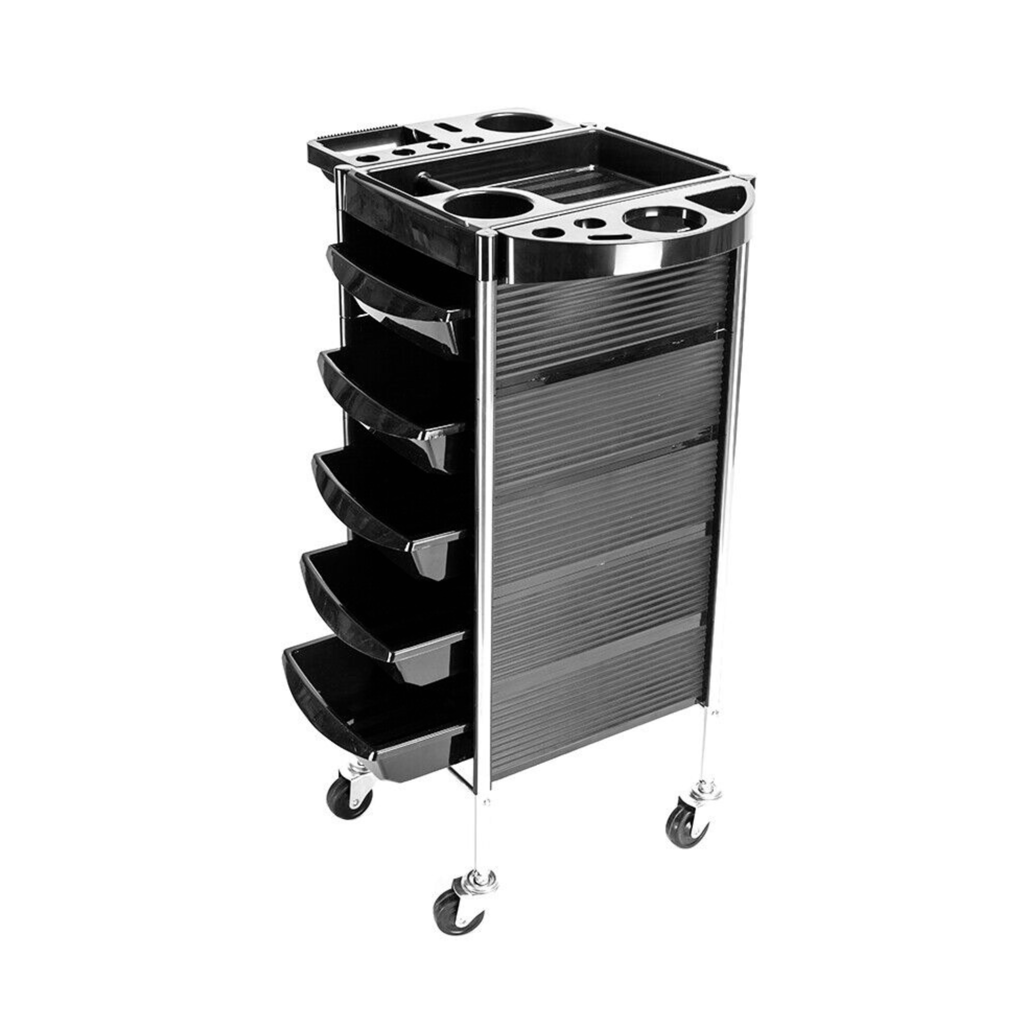 5 Drawer Hairdressing Trolley Black 90x30x36cm Hair Salon Beauty Rolling Cart 10