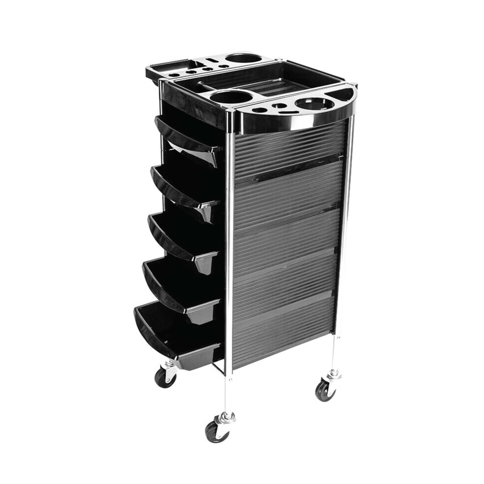 5 Drawer Hairdressing Trolley Black 90x30x36cm Hair Salon Beauty Rolling Cart 15