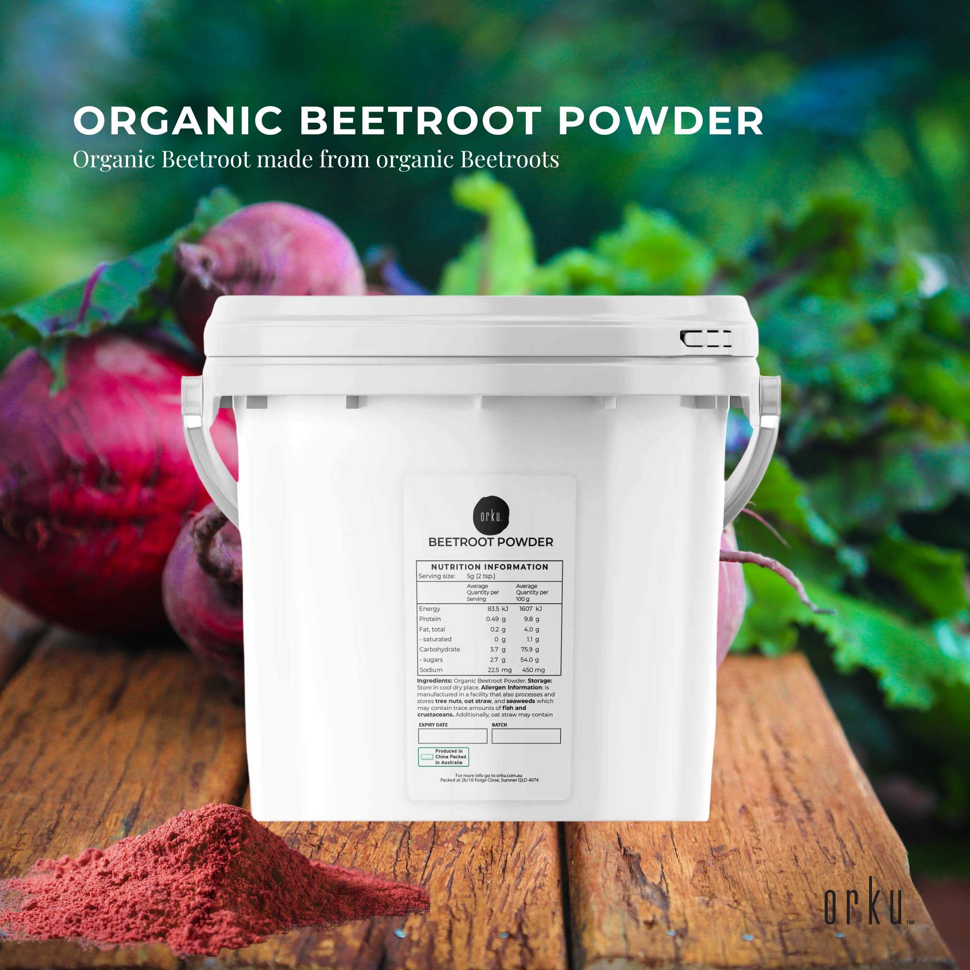 3Kg Organic Beetroot Powder Bucket Superfood Beet Root Supplement Beta Vulgaris
