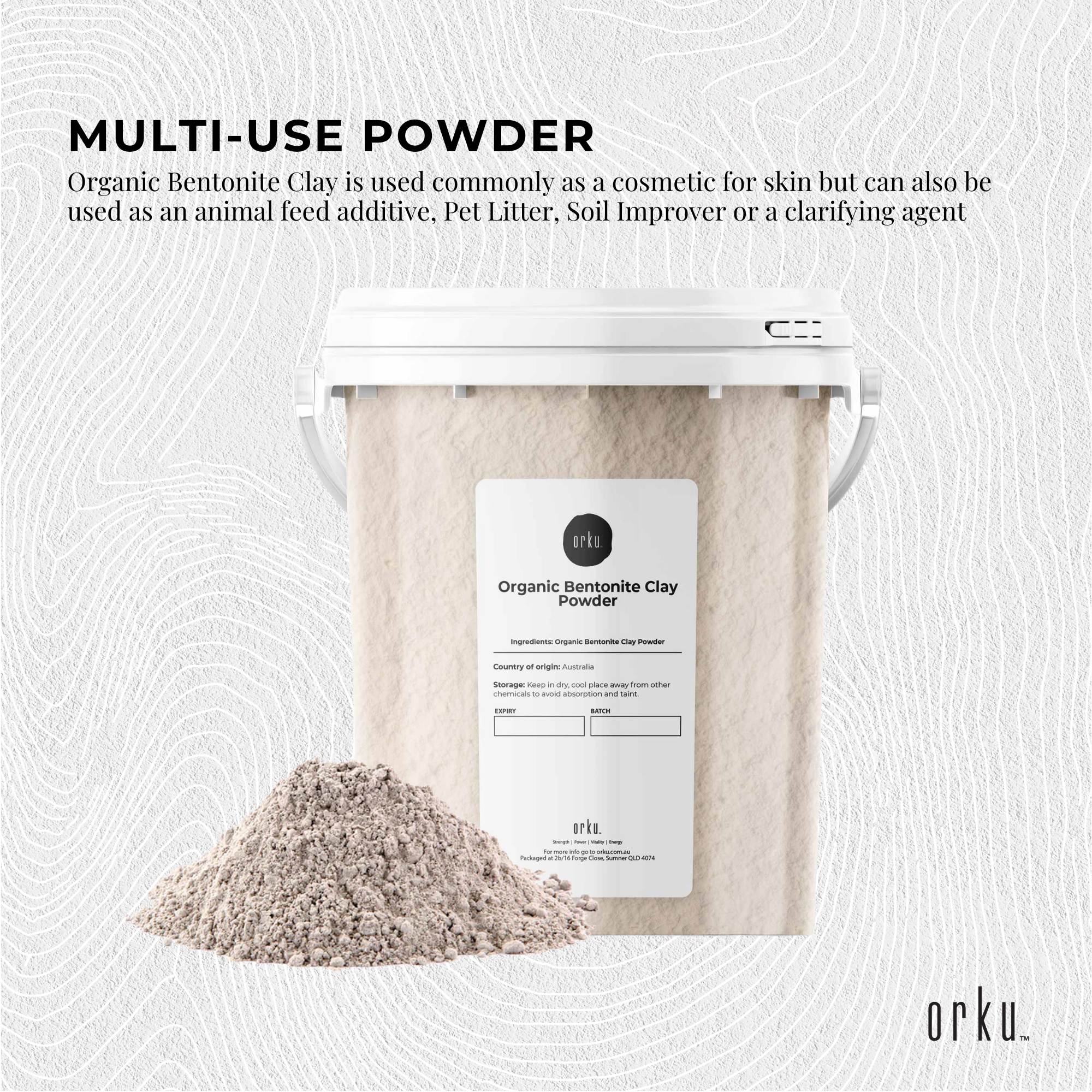1.1Kg Organic Sodium Bentonite Clay Powder Tub Bucket - Cosmetic Montmorillonite 3