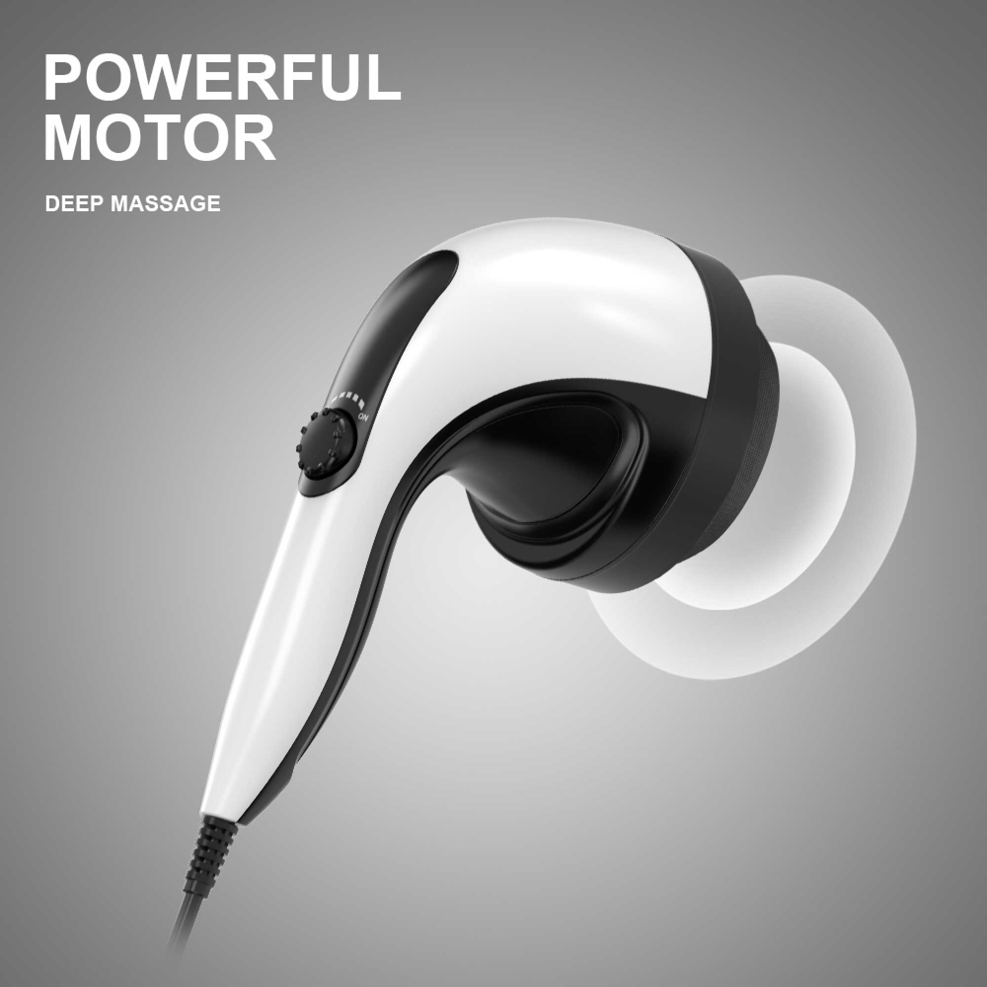 Handheld Vibration Massager Black - 4 Interchangeable Heads Adjustable Speed 4