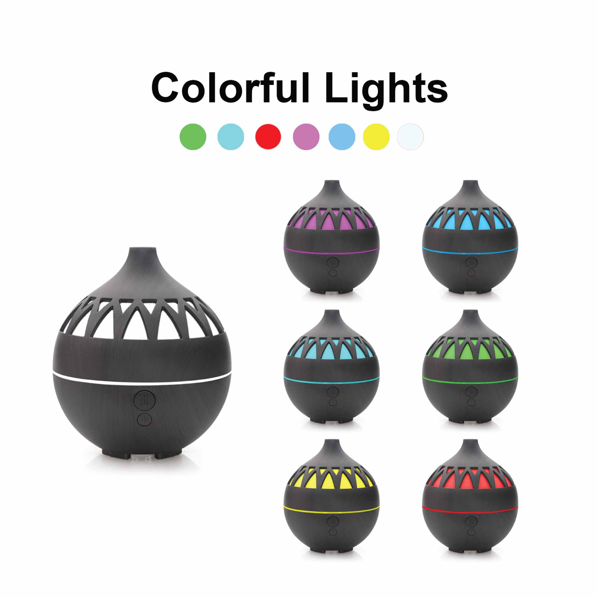 Essential Oil Aroma Diffuser - 180ml USB LED Dark Wood Mist Humidifier 5