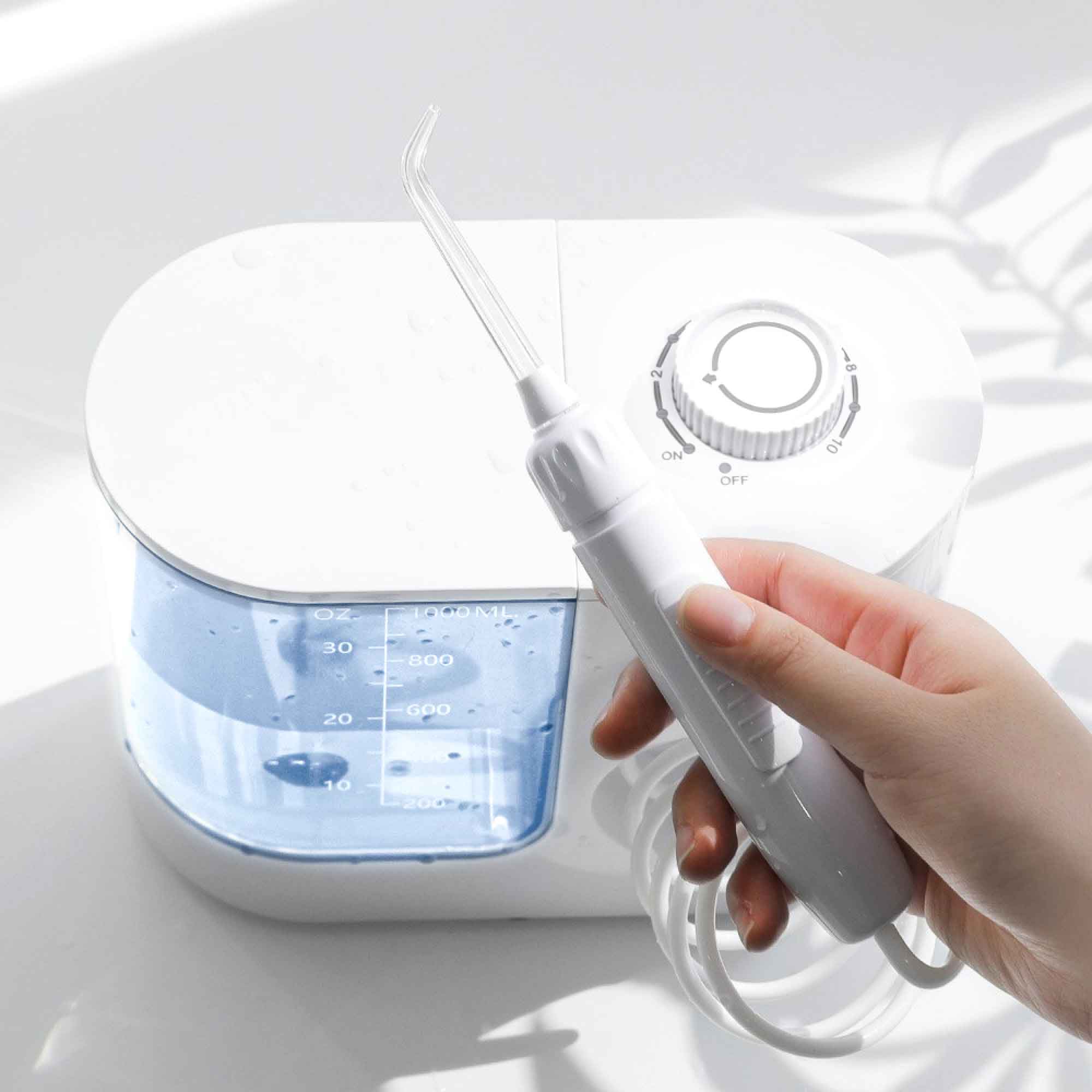 Water Jet Dental Flosser 1000ml White - Electric Oral Pressure Irrigator 4