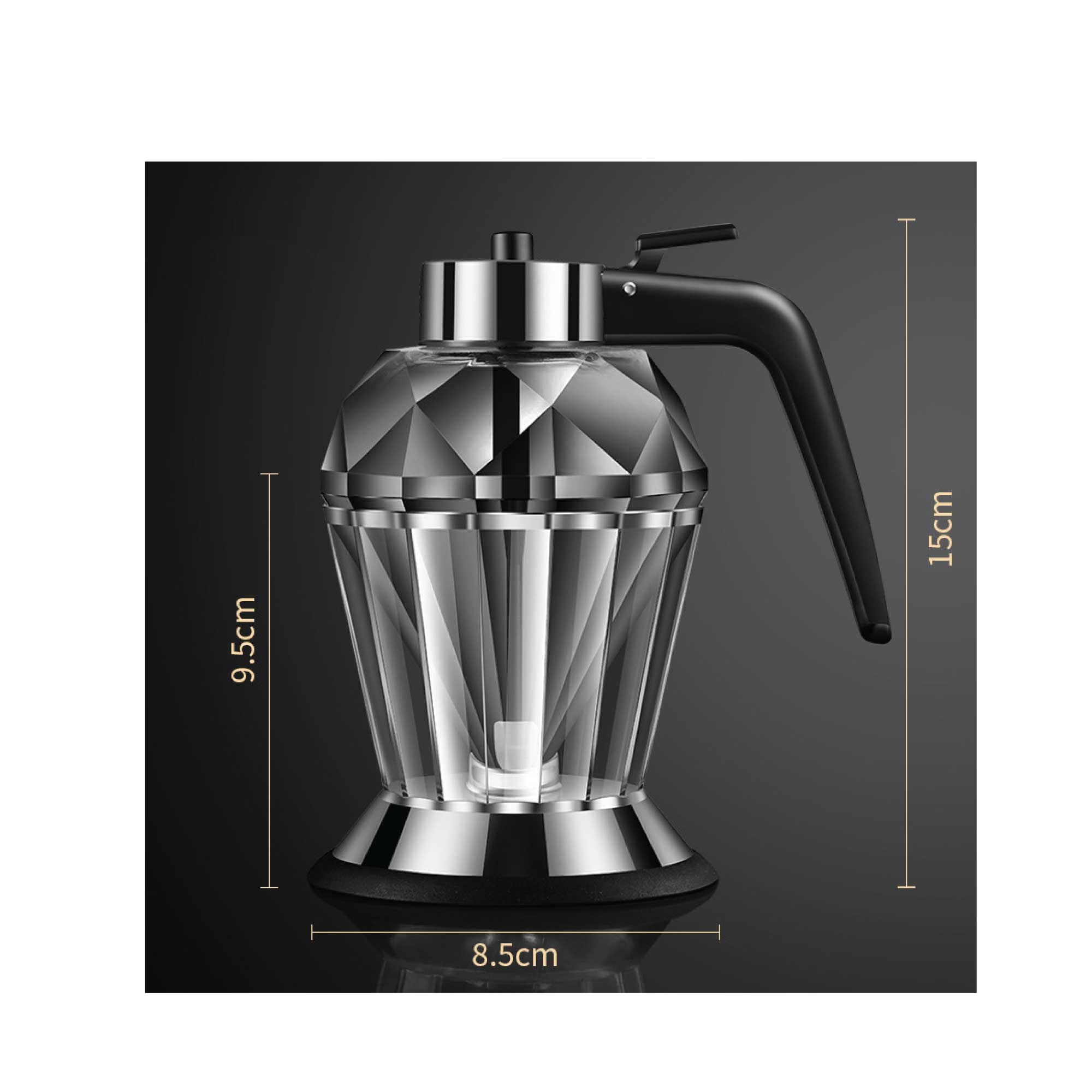 200ml Oil Honey Dispenser - Syrup Sauce Glass Pourer - Diamond Pot and Stand 5