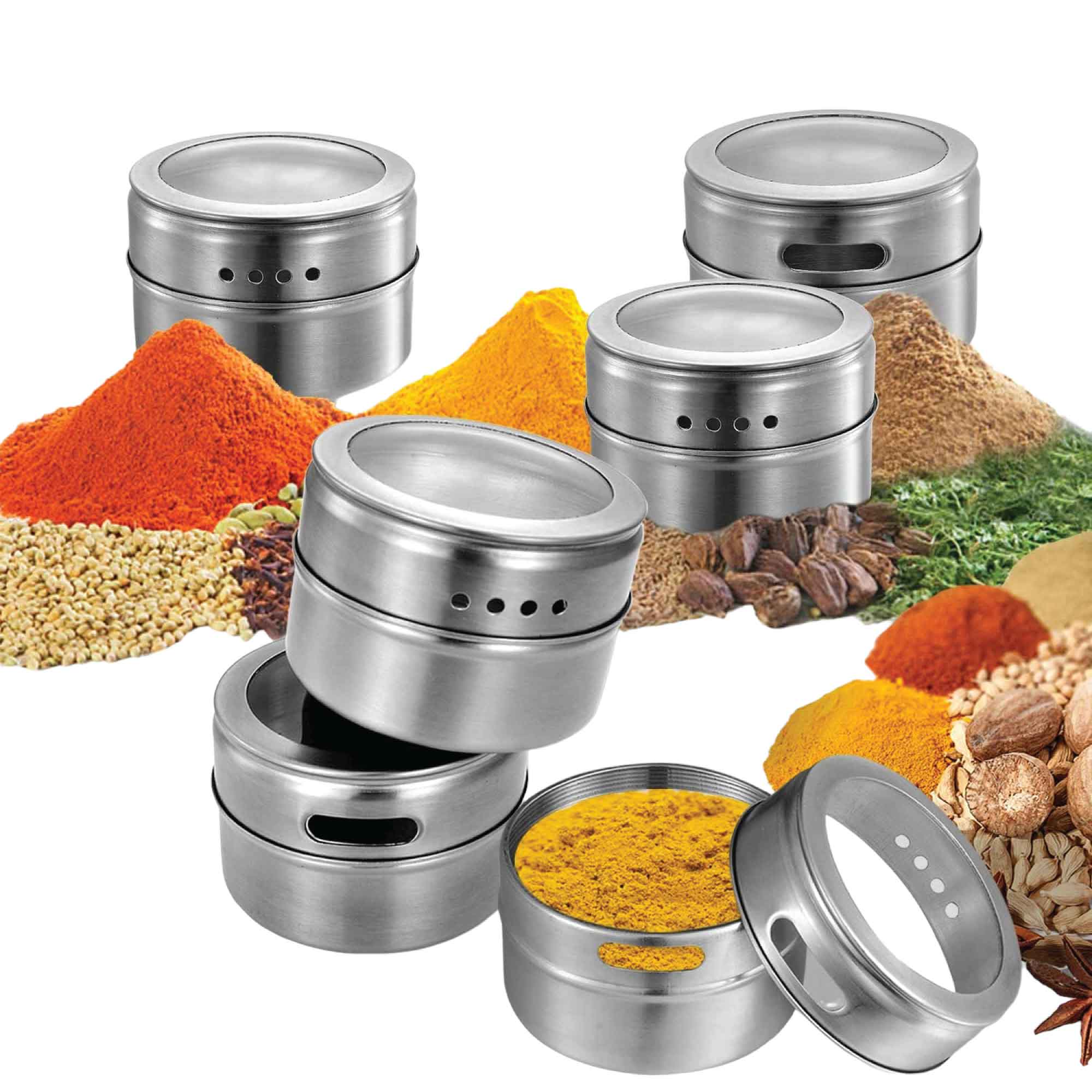 50x 150g Magnetic Spice Jar Stainless Steel Tin Herb Seasoning Storage Container 4