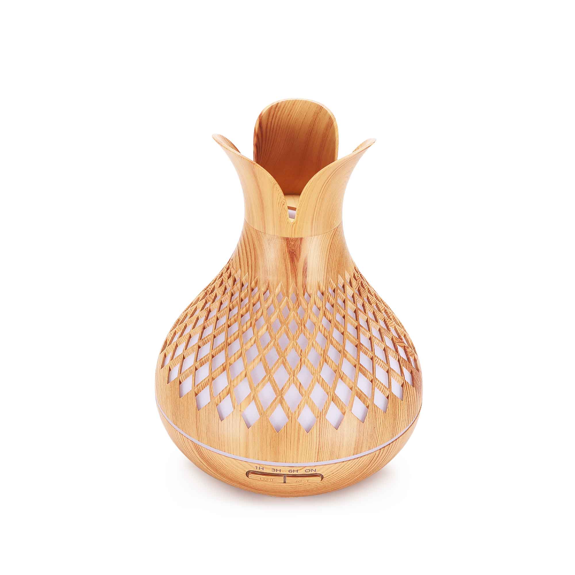 Essential Oil Aroma Diffuser and Remote - 500ml Vase Flower Wood Mist Humidifier 3
