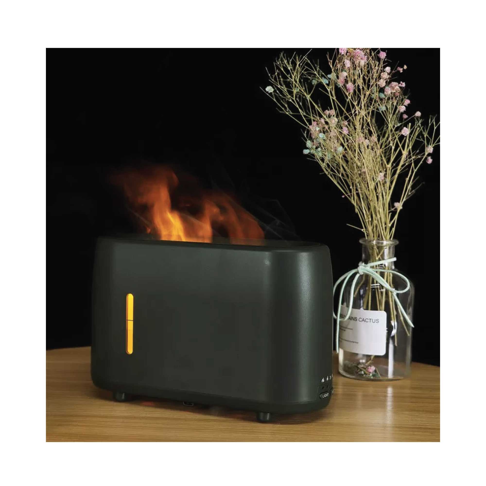 Essential Oil Aroma Diffuser and Remote - Grey 240ml Flame Fire Style Air Humidifier 5