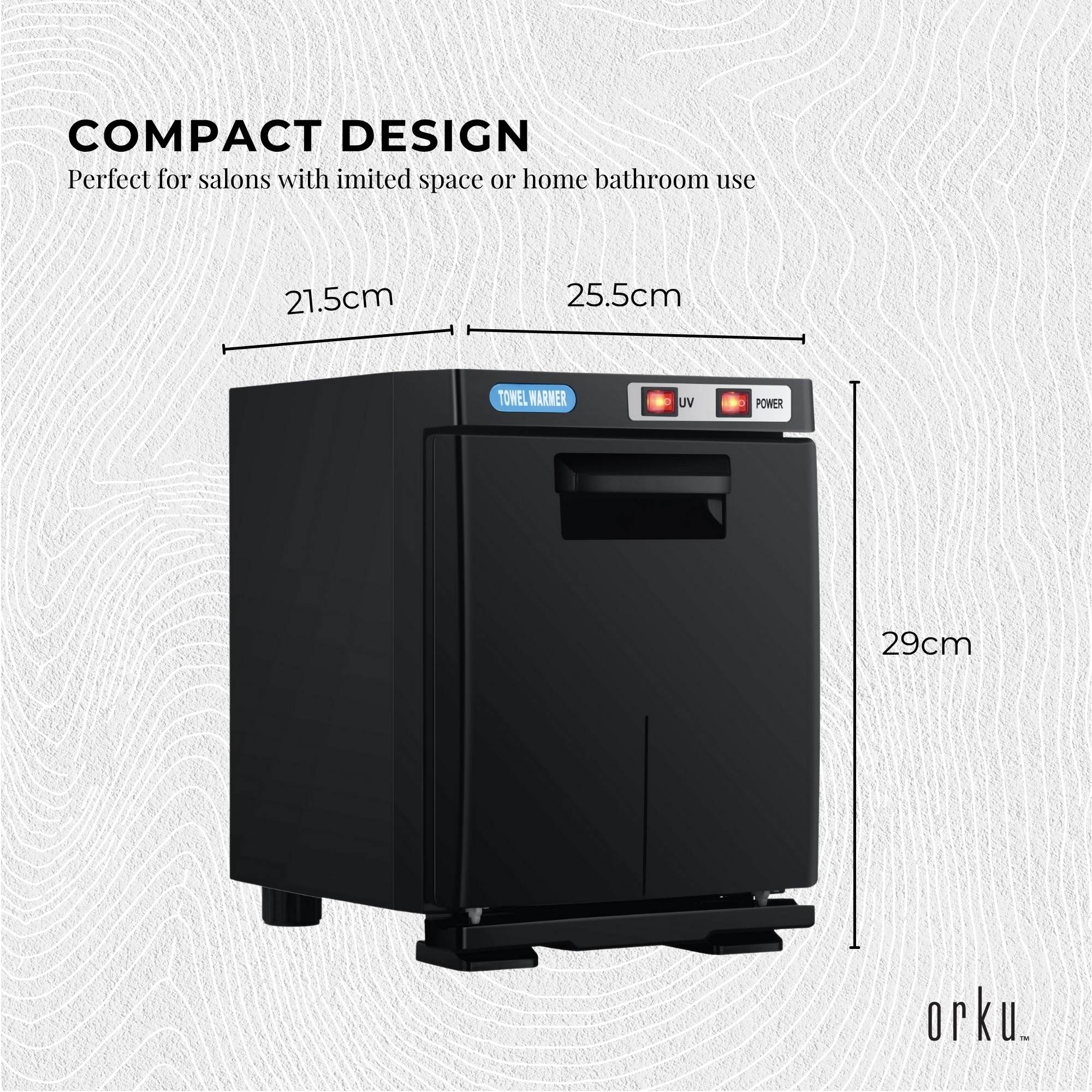 Orku 5L Black Electric Hand Towel Warmer Mini UV Steriliser Cabinet Salon Heater 3